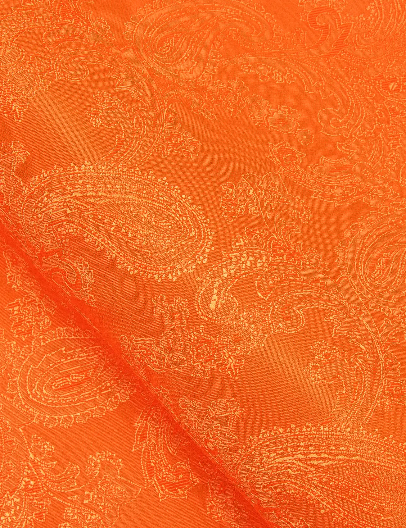 Bright Orange Paisley Style Casual Silk Men's Long Sleeve Button Shirt sold by Ties2You product image thumbnail 5