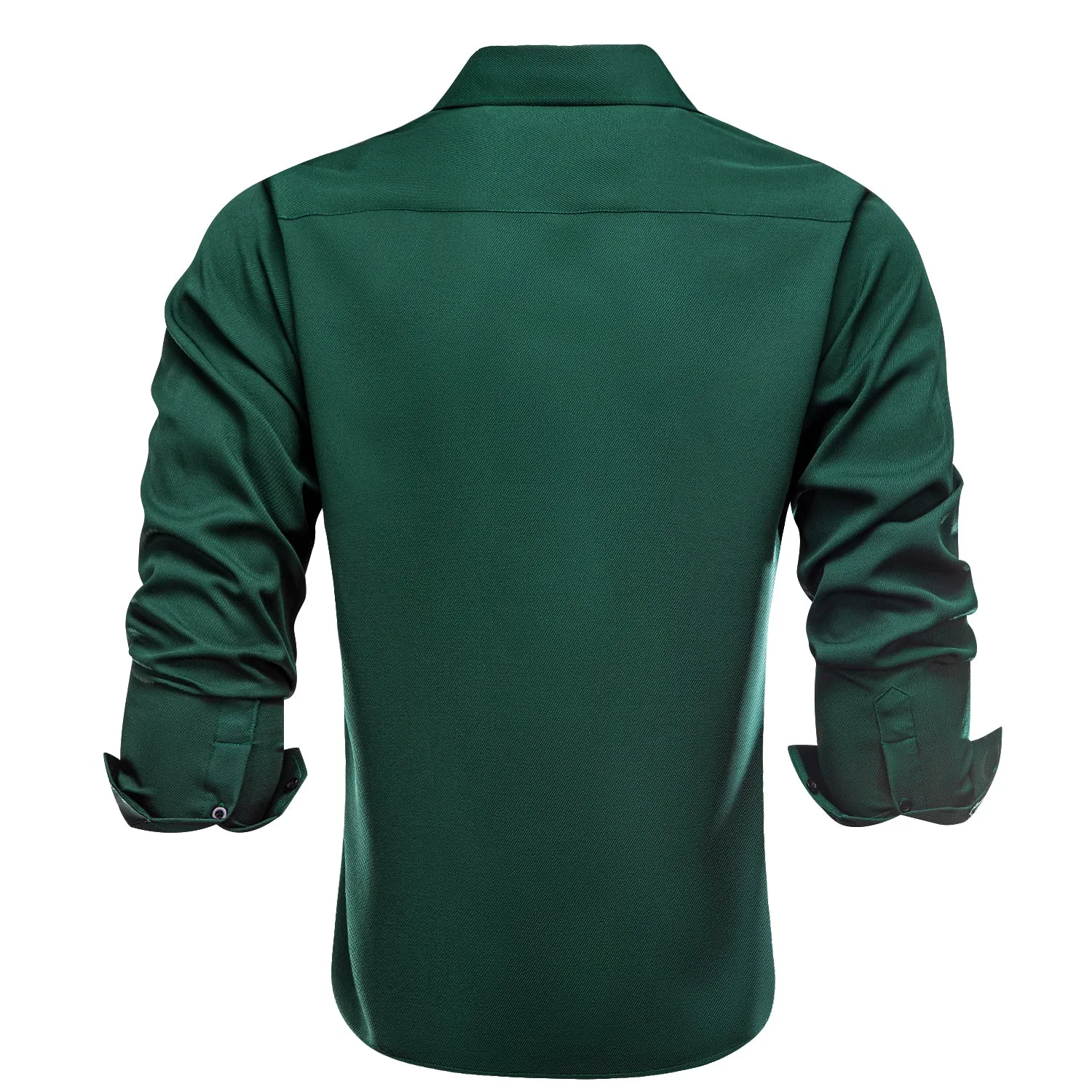 Dark Green Solid Stretch Woven Business Men's Long Sleeve Button Down Shirt sold by Ties2You product image thumbnail 2