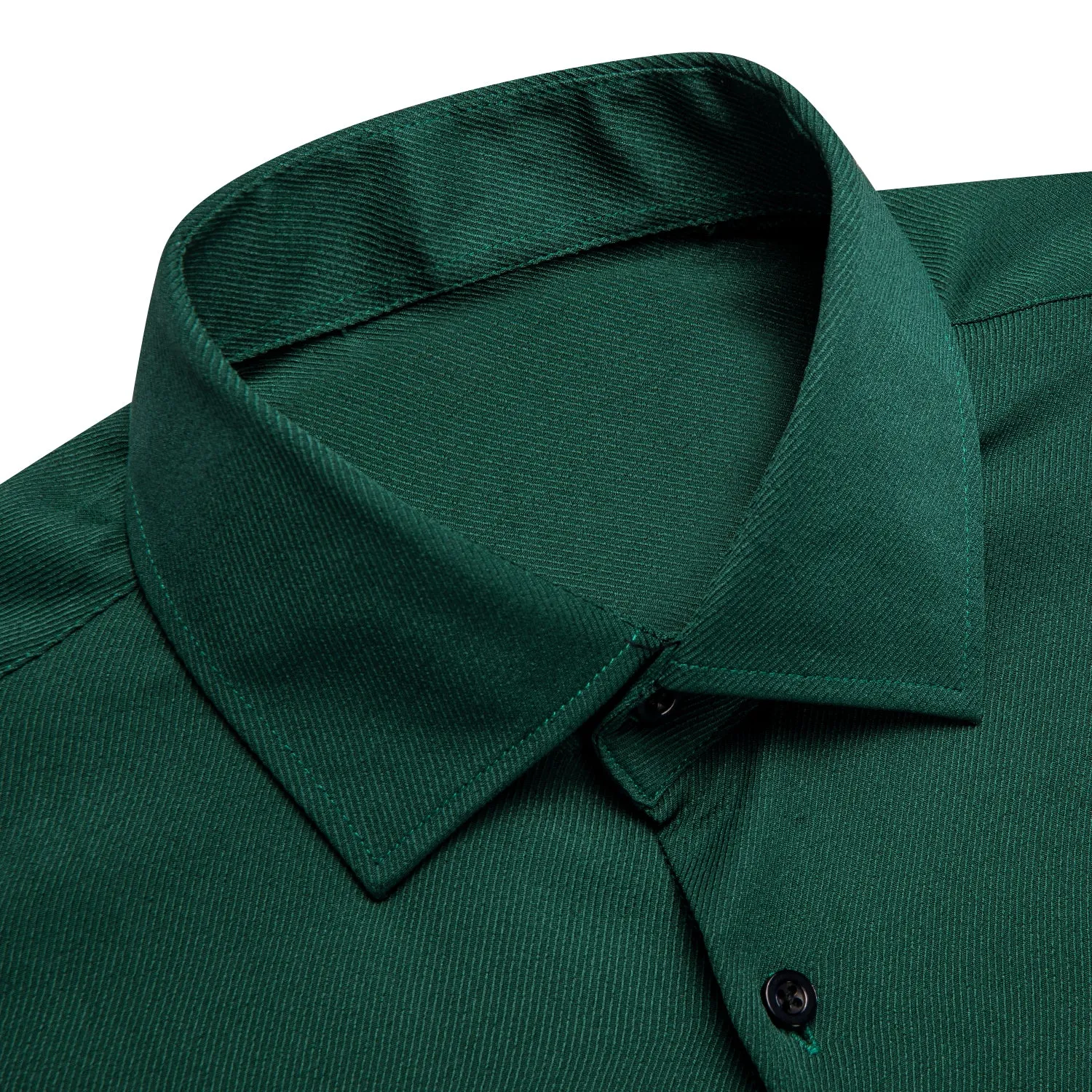 Dark Green Solid Stretch Woven Business Men's Long Sleeve Button Down Shirt sold by Ties2You product image thumbnail 3