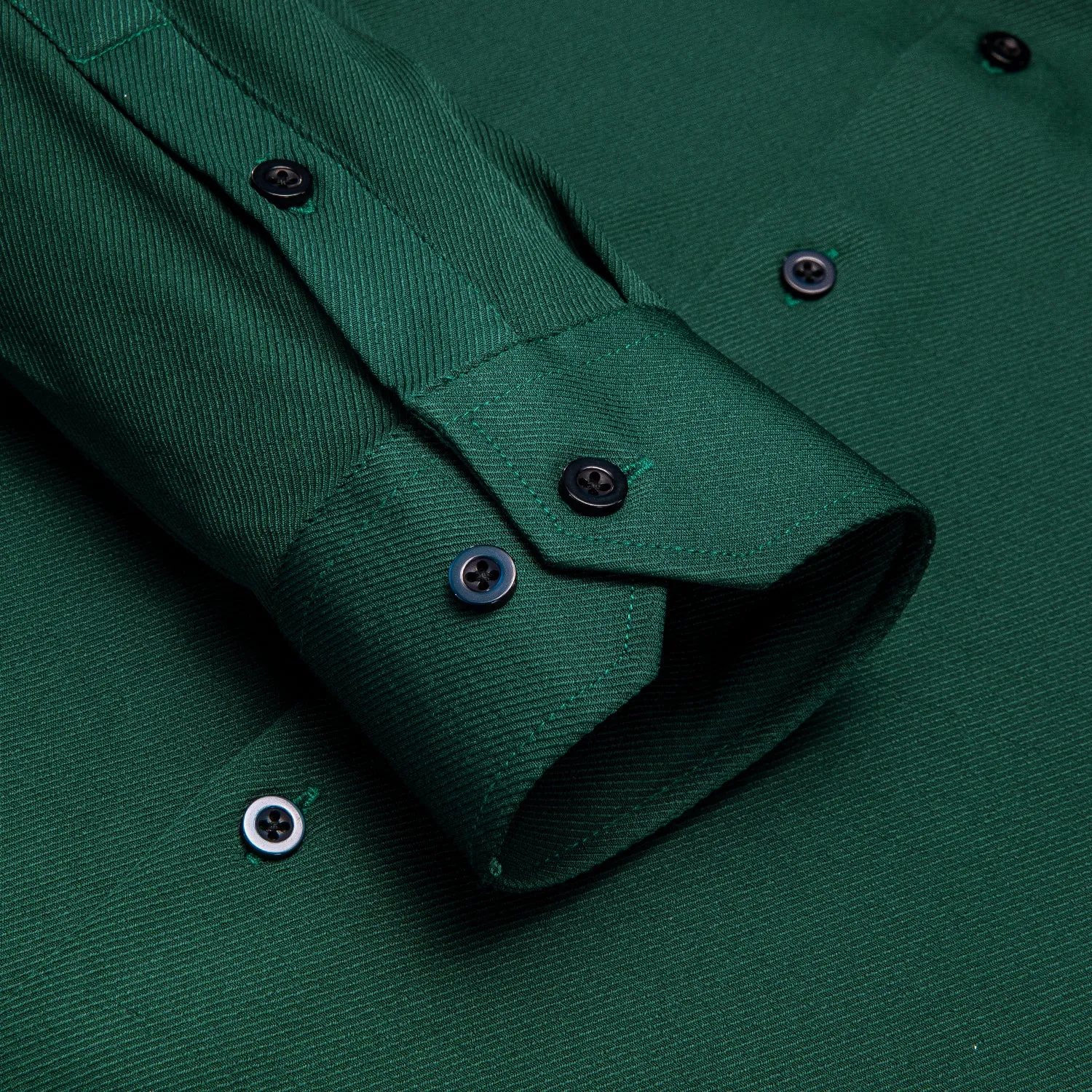 Dark Green Solid Stretch Woven Business Men's Long Sleeve Button Down Shirt sold by Ties2You product image thumbnail 4