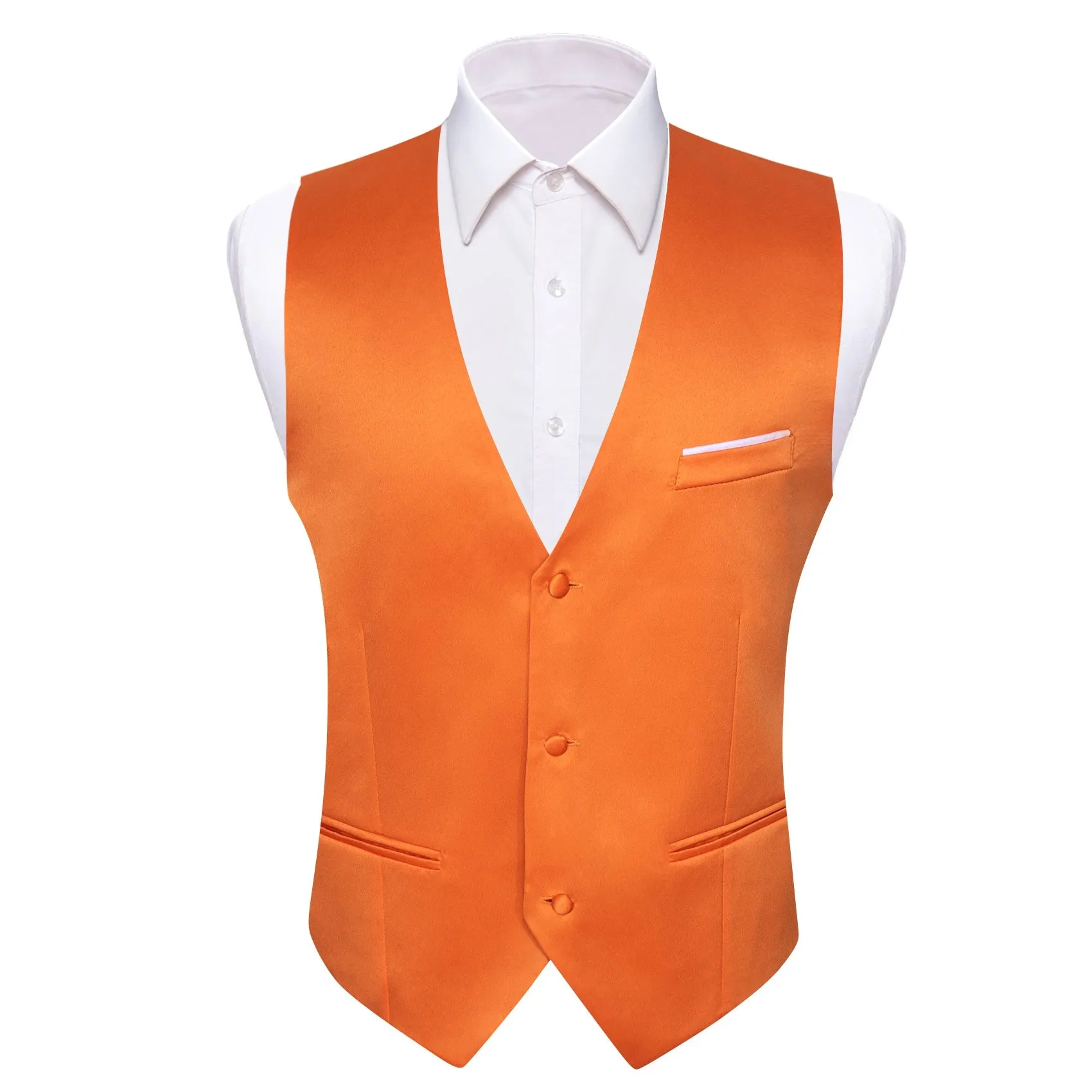 Ties2you Men's Vest Orange Solid Silk Vest Bow Tie Set Waistcoat Suit Set sold by Ties2You product image thumbnail 2