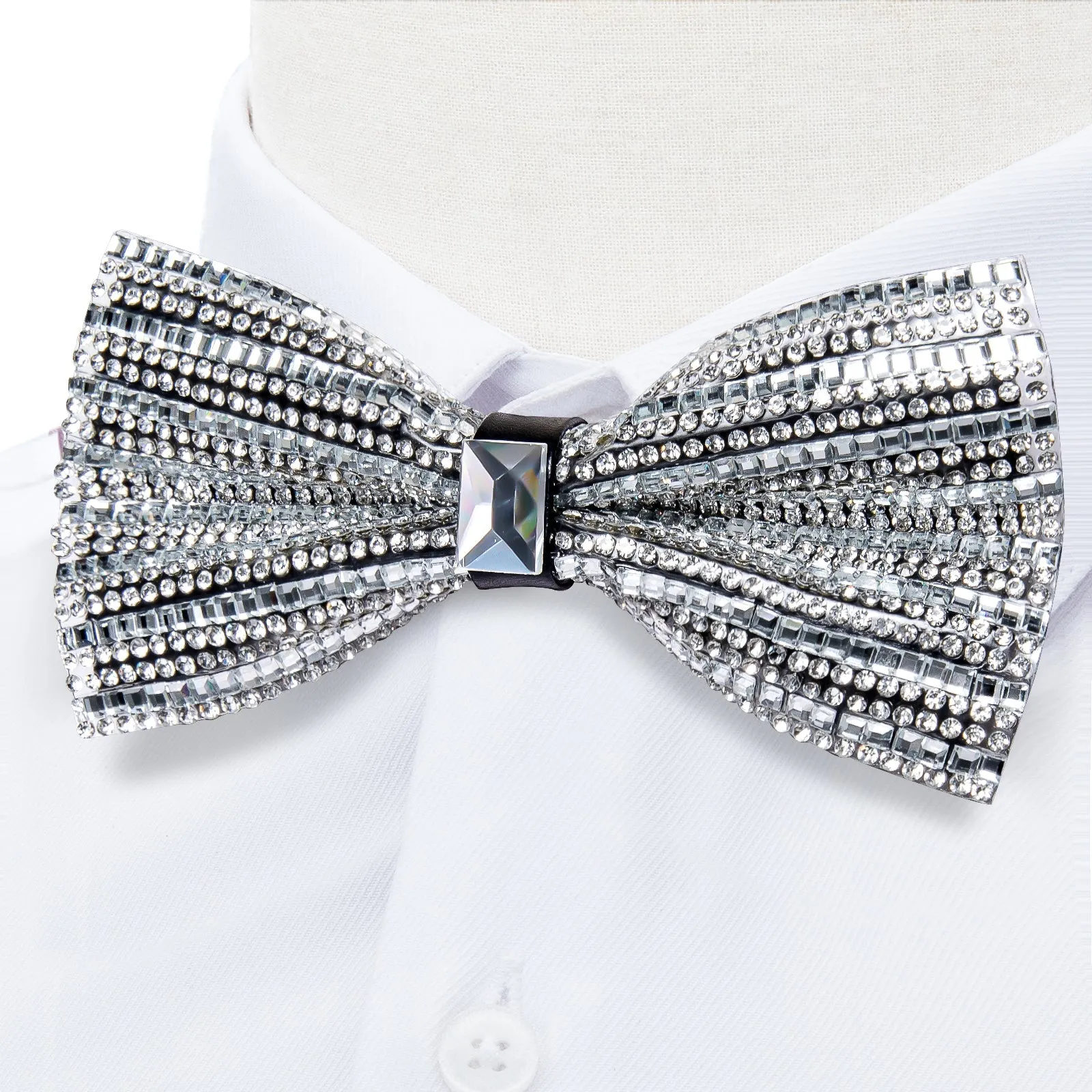 Sliver Imitated Crystal Bow Tie for Men Pre-tied Bowtie for Party sold by Ties2You product image thumbnail 2