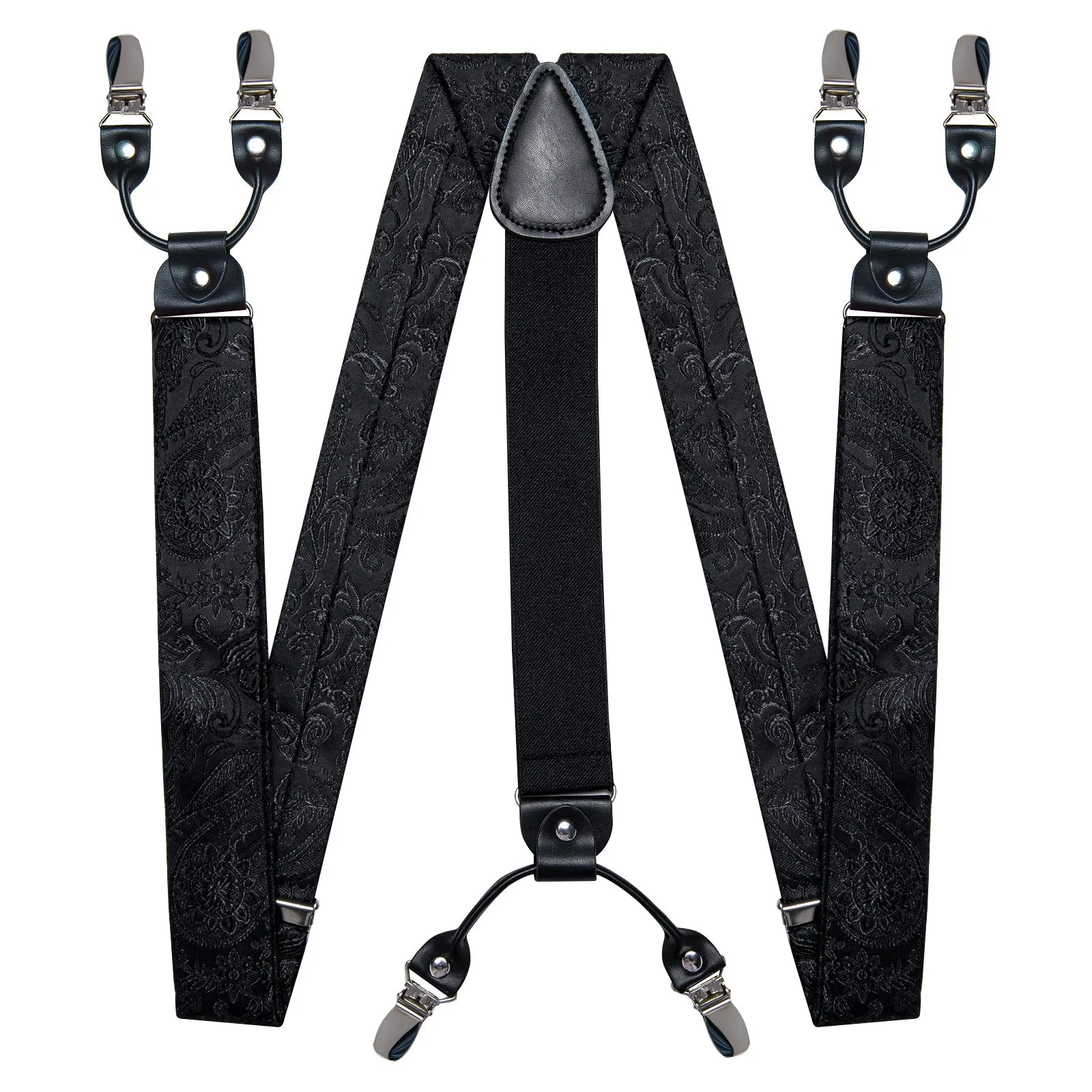 Black Paisley Y Back Brace Clip-on Men's Suspender with Bow Tie Set sold by Ties2You product image thumbnail 2
