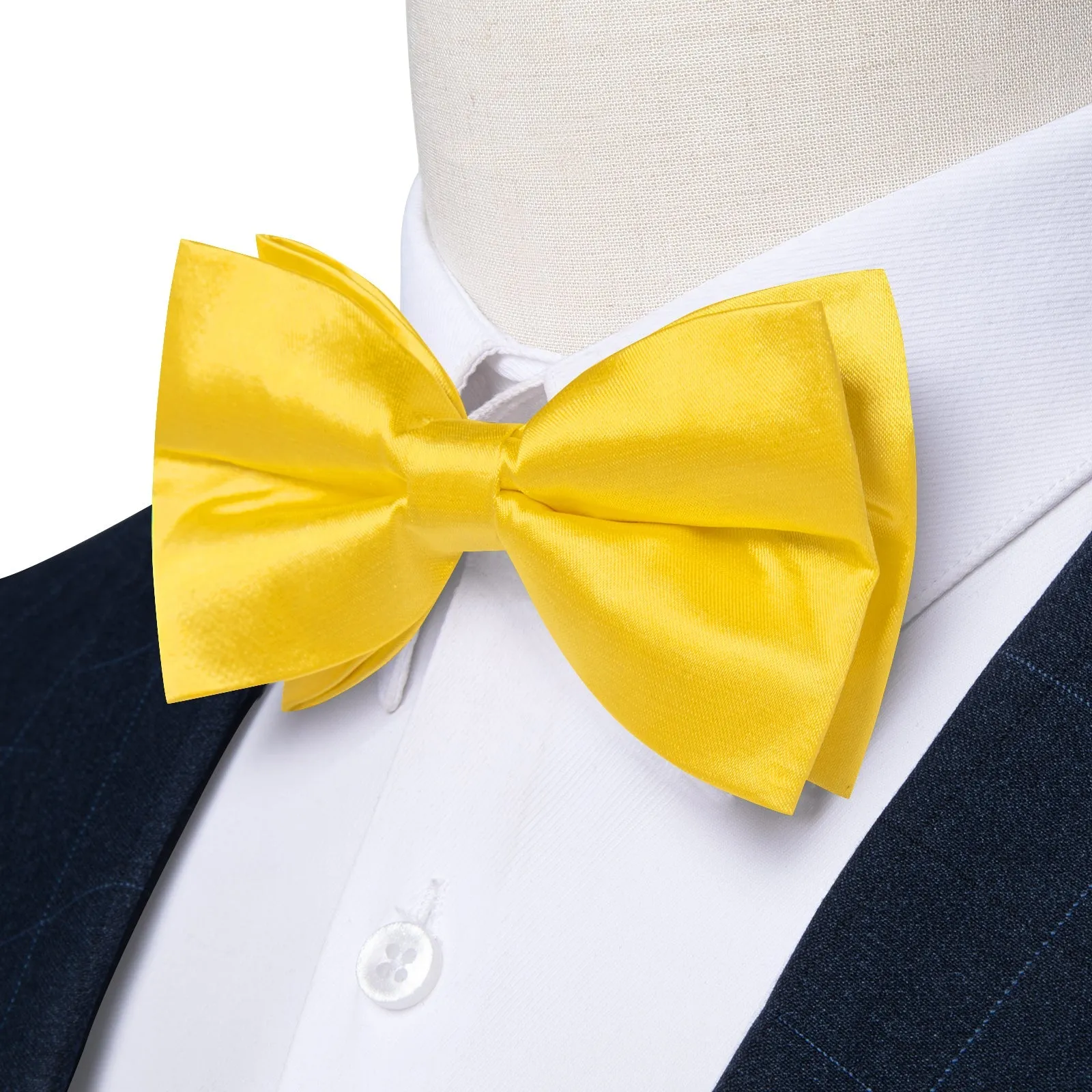 Gold Bow Tie for Men Solid Pre-tied Bow Tie Hanky Cufflinks Set sold by Ties2You product image thumbnail 2
