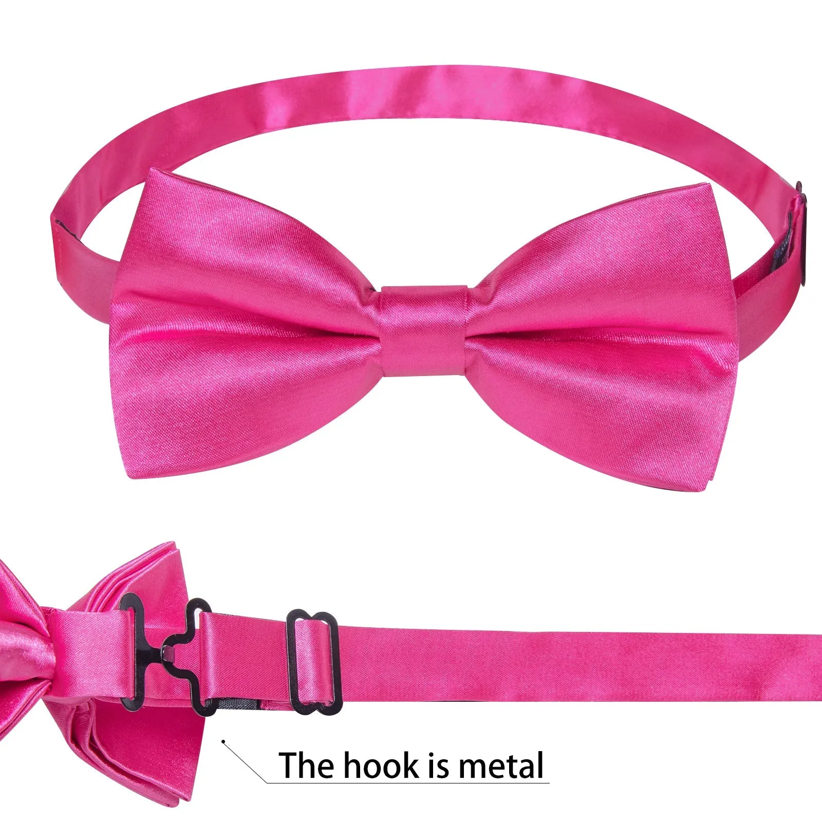 Deep Pink Bow Tie for Men Solid Pre-tied Bow Tie Hanky Cufflinks Set sold by Ties2You product image thumbnail 5
