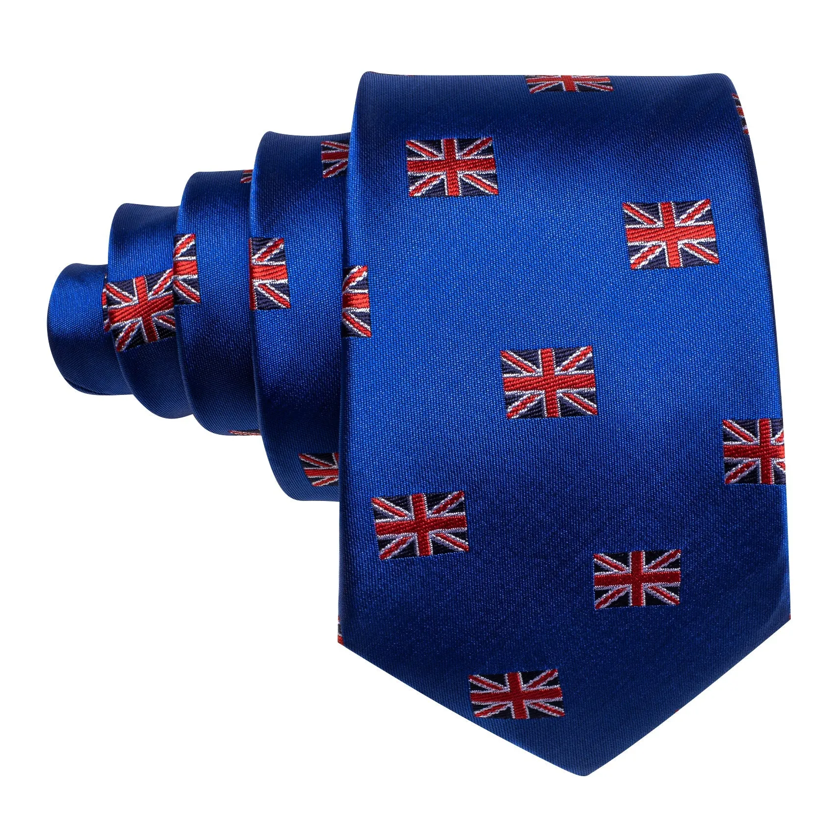 Cobalt Blue England Flag Tie Novelty Men's Necktie Pocket Square Cufflinks Set sold by Ties2You product image thumbnail 4