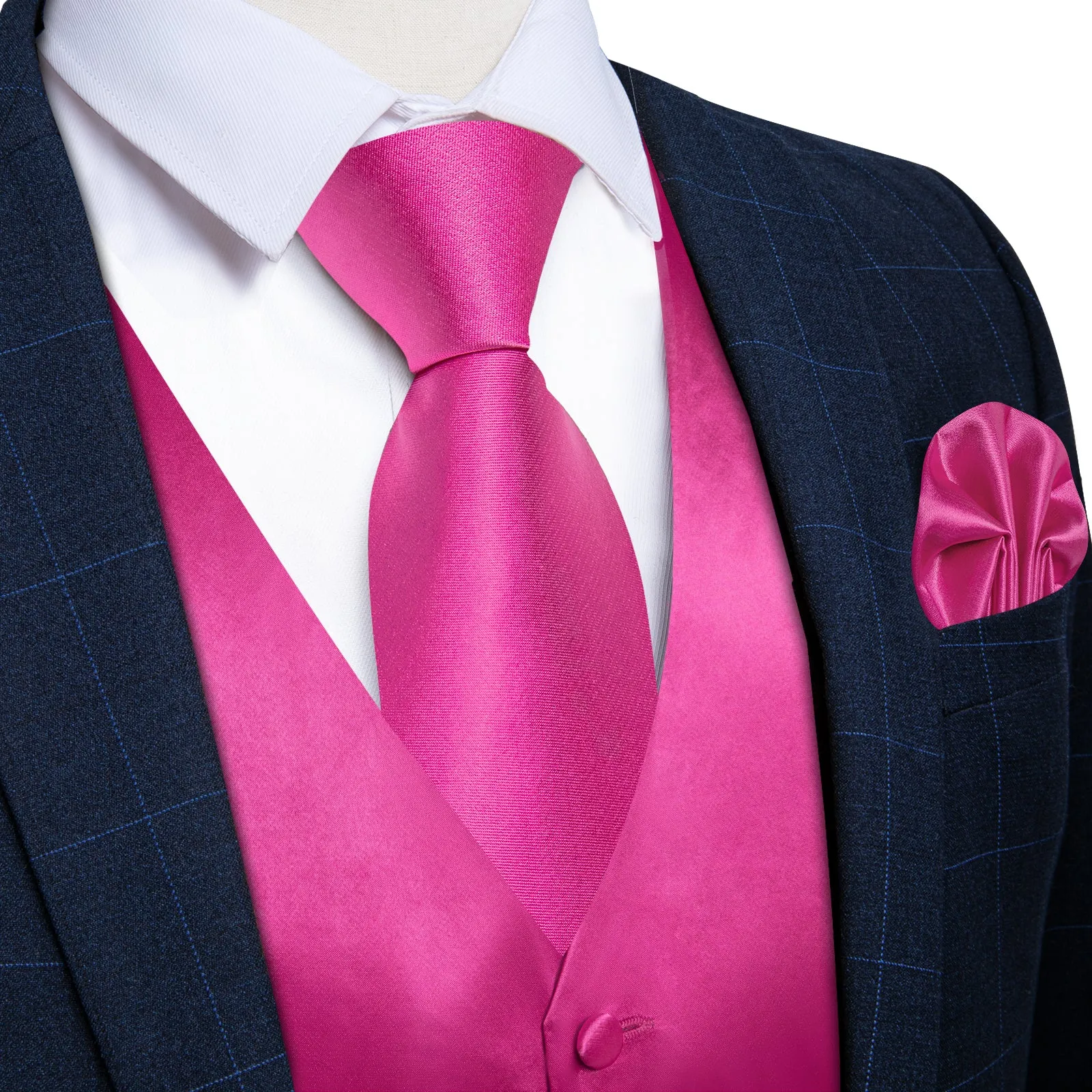 Hot Pink Solid Vest for Men Men's Vest Tie Set sold by Ties2You