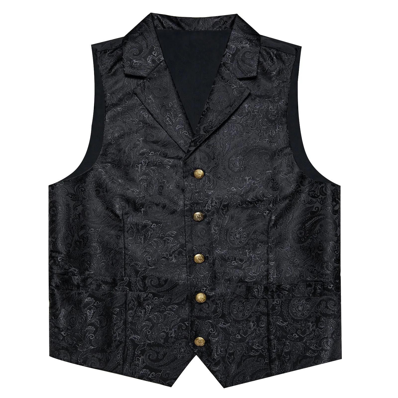 Black Paisley Men's Collar Vest Tie Hanky Cufflinks Set Waistcoat Suit Set sold by Ties2You product image thumbnail 5