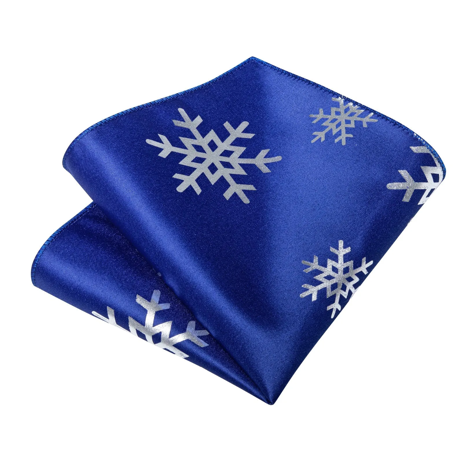 Blue Sliver SnowFlake Novelty Silk Men's Necktie Pocket Square Cufflinks Set with Clip sold by Ties2You product image thumbnail 4