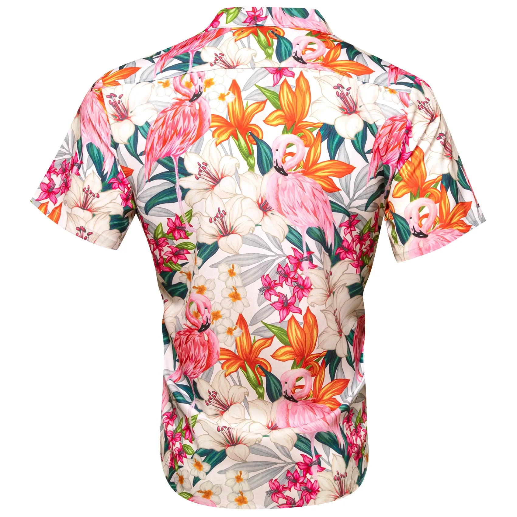 Pearl White Pink Floral Men's Short Sleeve Summer Shirt sold by Ties2You product image thumbnail 3