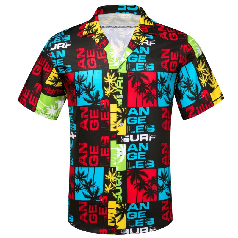 Red Black Blue Novelty Men's Short Sleeve Summer Shirt sold by Ties2You