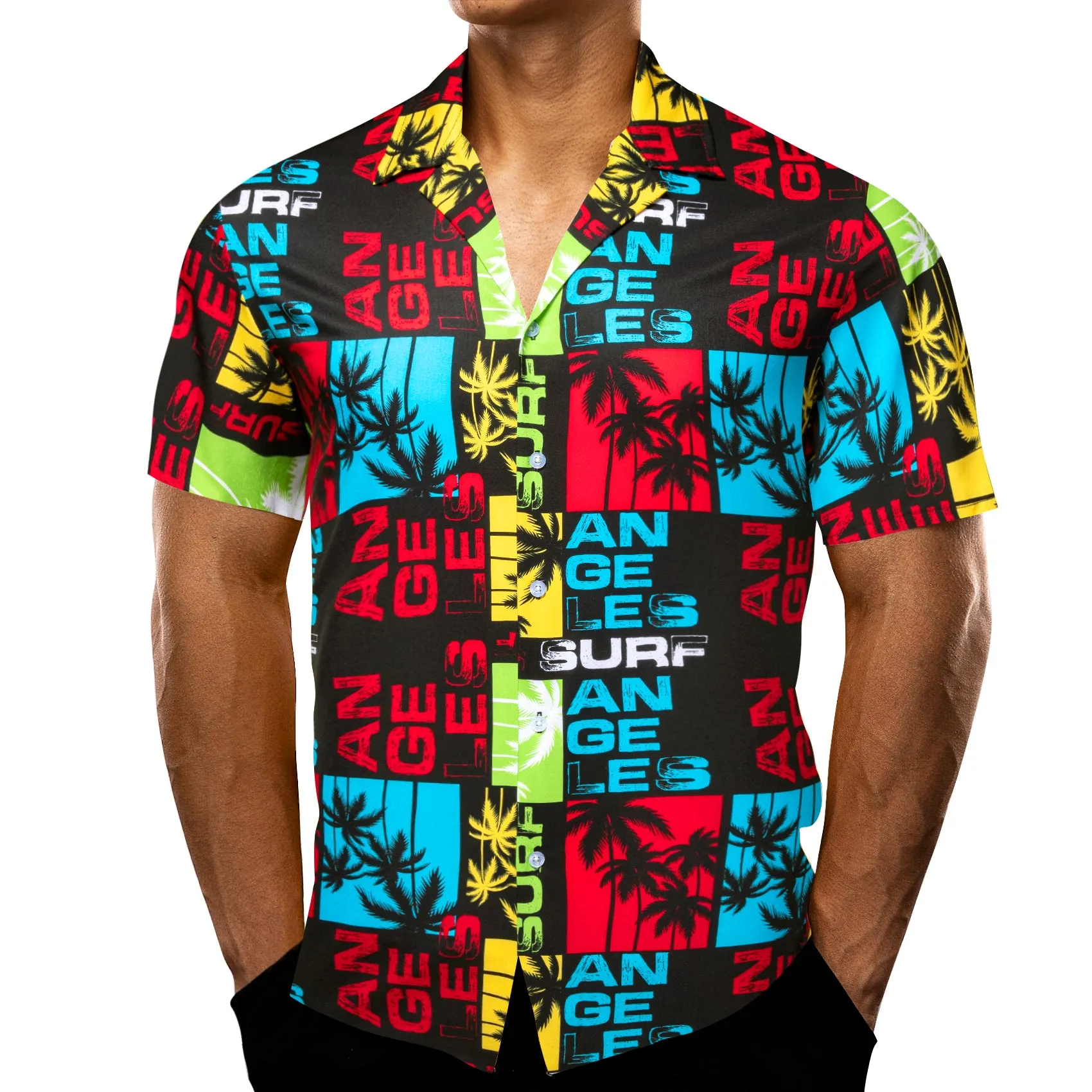 Red Black Blue Novelty Men's Short Sleeve Summer Shirt sold by Ties2You product image thumbnail 5
