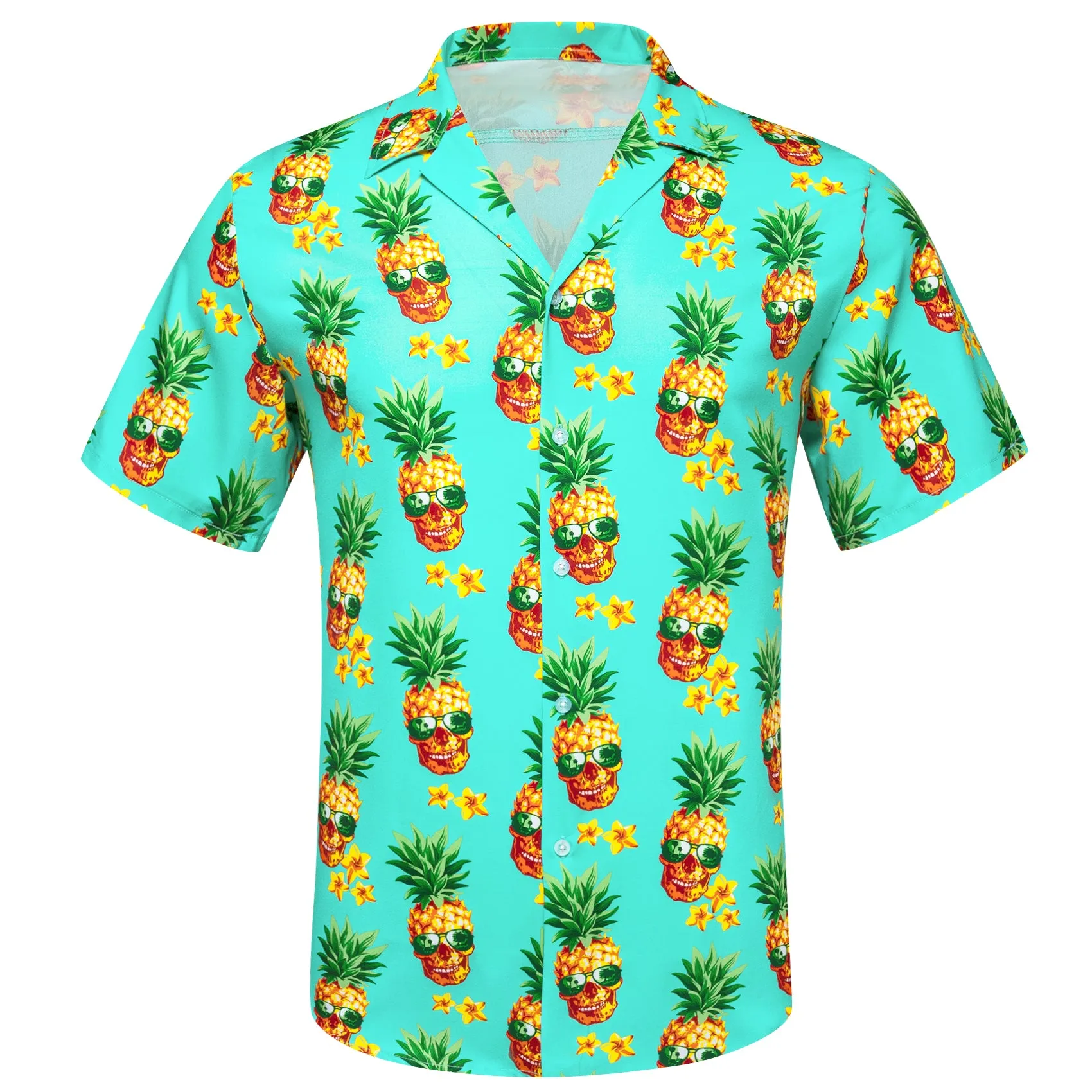 Mint Green Yellow Pineapple Novelty Men's Short Sleeve Summer Shirt sold by Ties2You