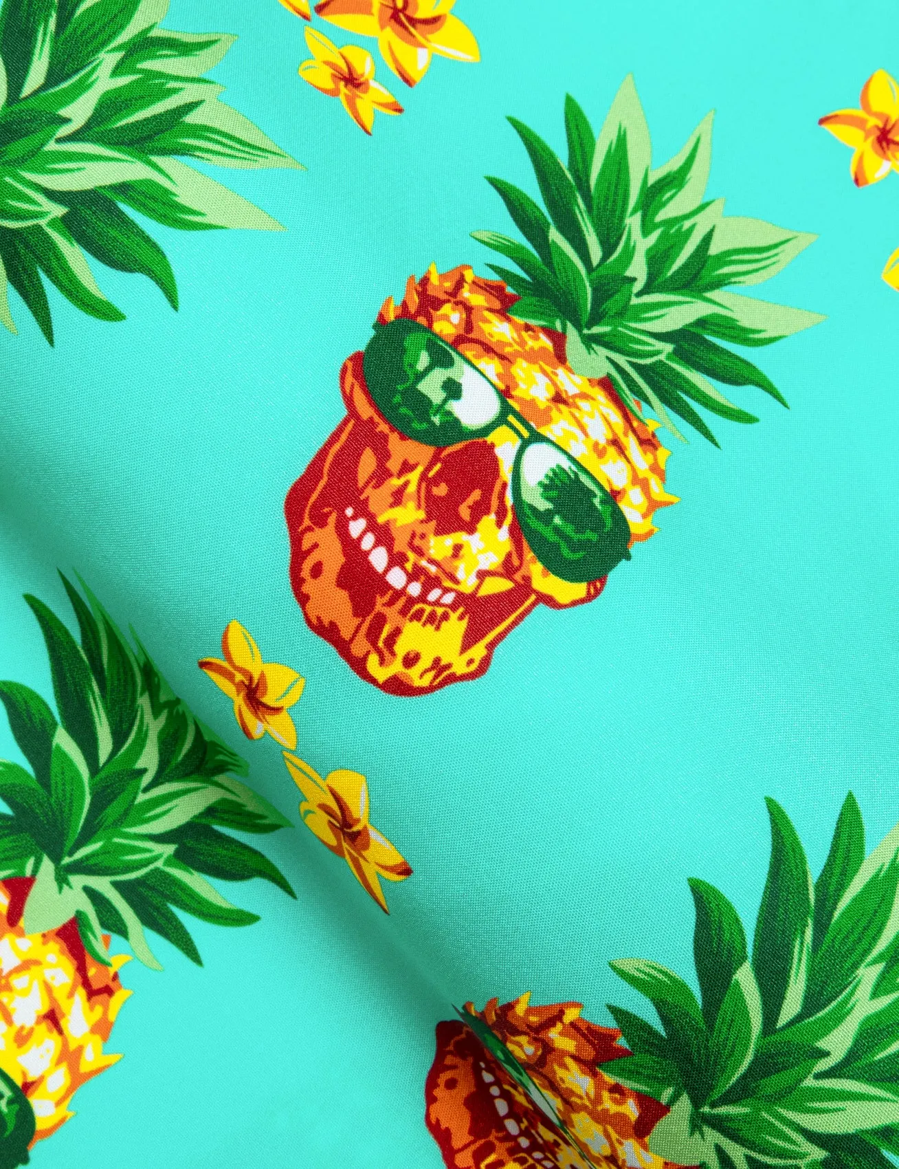 Mint Green Yellow Pineapple Novelty Men's Short Sleeve Summer Shirt sold by Ties2You product image thumbnail 4