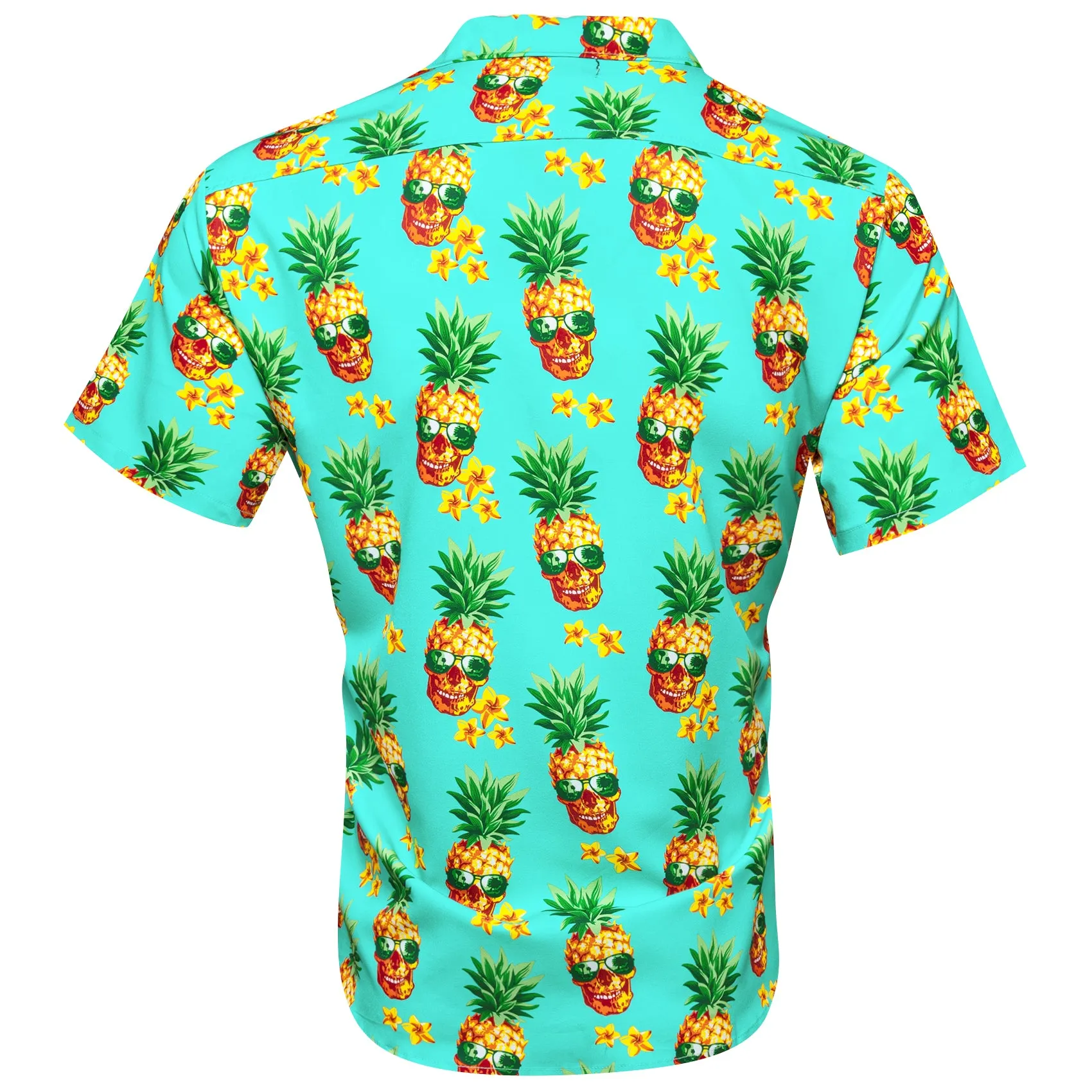 Mint Green Yellow Pineapple Novelty Men's Short Sleeve Summer Shirt sold by Ties2You product image thumbnail 3