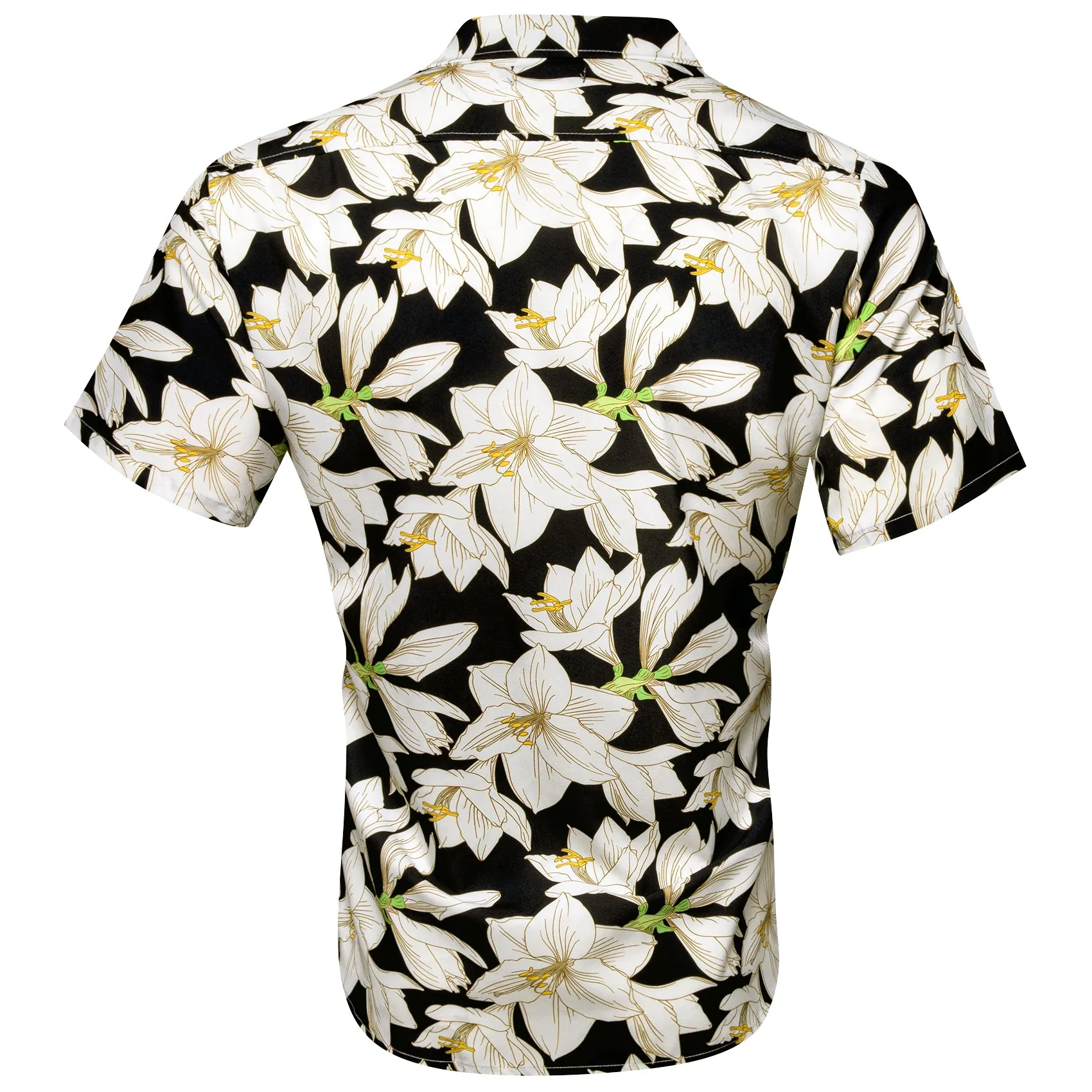 Black White Lily Novelty Men's Short Sleeve Summer Shirt sold by Ties2You product image thumbnail 3