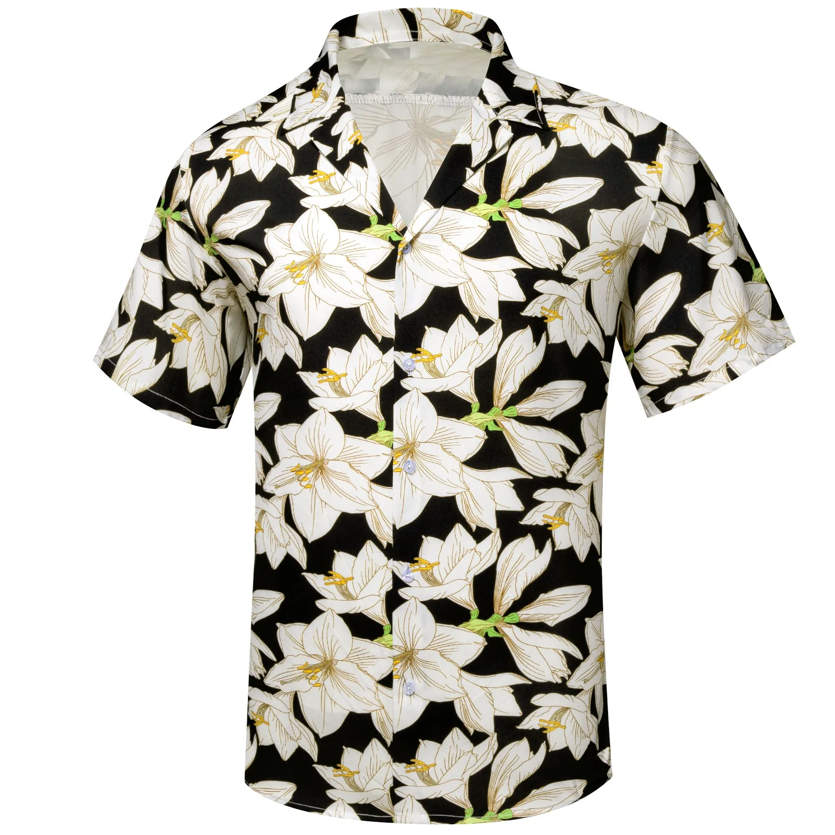 Black White Lily Novelty Men's Short Sleeve Summer Shirt sold by Ties2You product image thumbnail 2