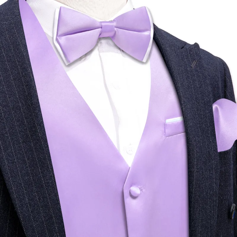 Purple Orchid Solid Silk Men's Vest Bow Tie Set Waistcoat Suit Set sold by Ties2You