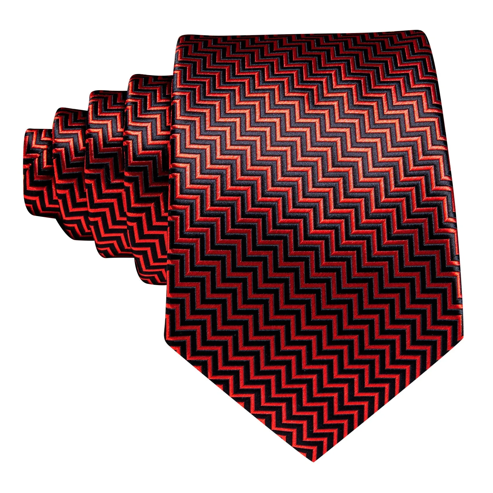 Black Red Geometric Men's Necktie Pocket Square Cufflinks Set sold by Ties2You product image thumbnail 4