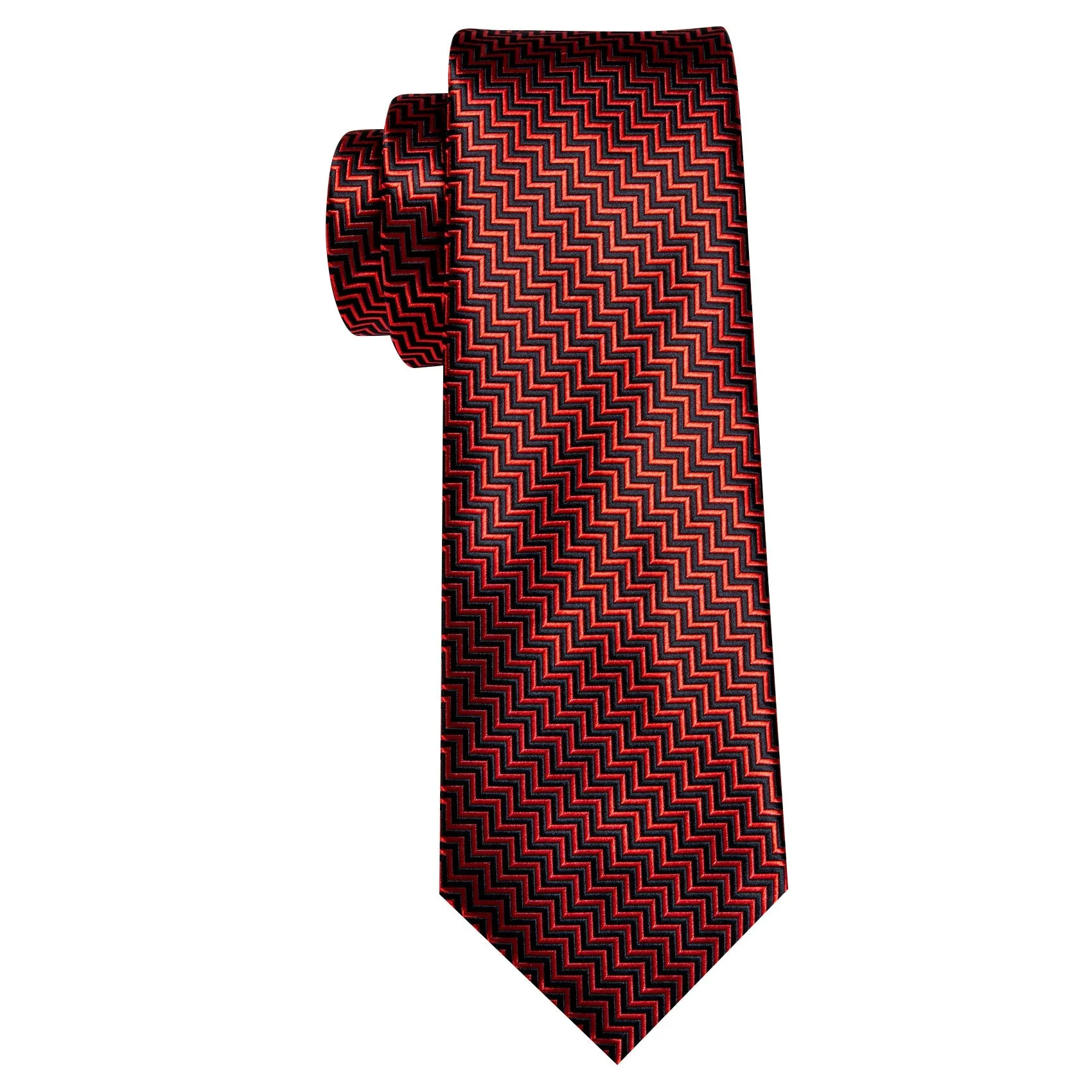 Black Red Geometric Men's Necktie Pocket Square Cufflinks Set sold by Ties2You product image thumbnail 5