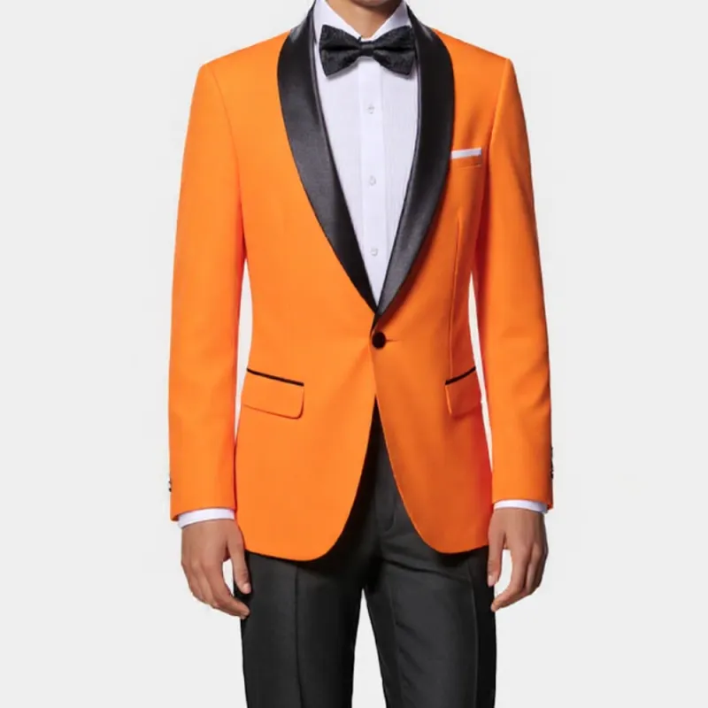 Classic Orange Solid Shawl Lapel Suit Men's Suit for Wedding sold by Ties2You