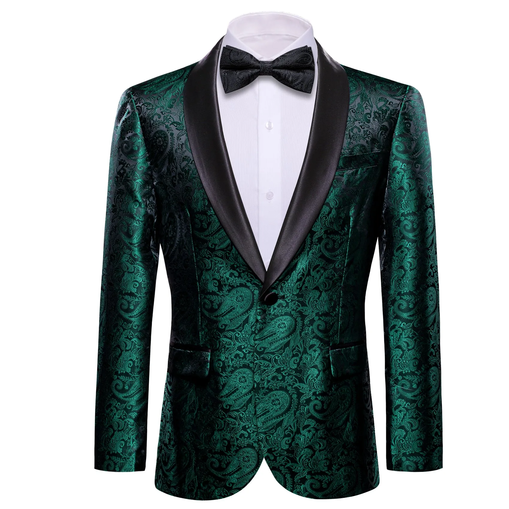 Sapphire Pine Green Black Paisley Shawl Collar Men's Suit for Party sold by Ties2You