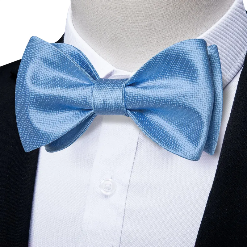 DoderBlue Solid Self-tied Bow Tie Pocket Square Cufflinks Set sold by Ties2You