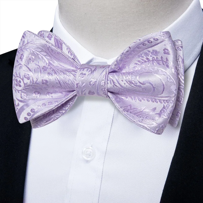 Thistle Purple Floral Self-tied Bow Tie Pocket Square Cufflinks Set sold by Ties2You