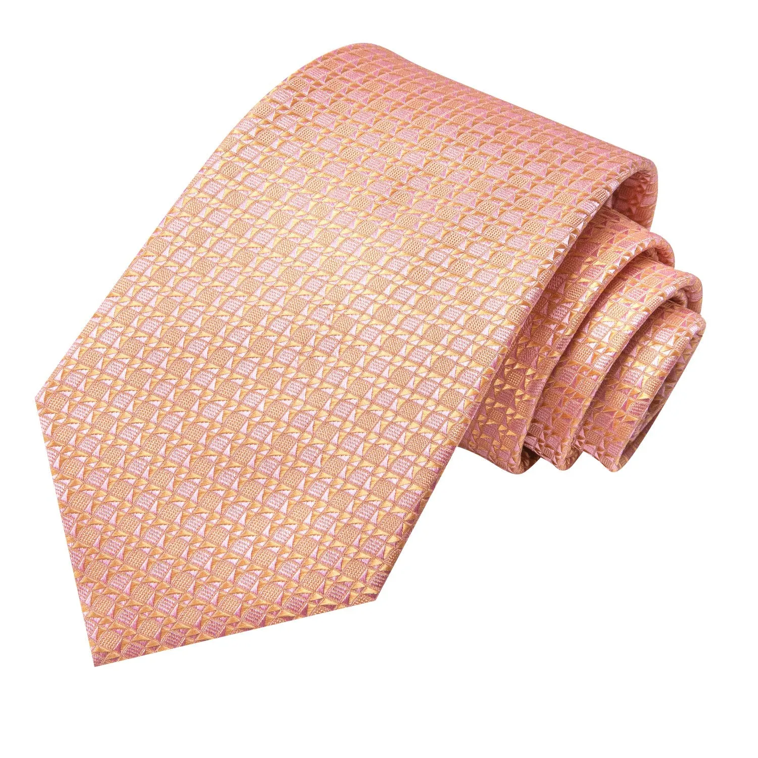 Orange Geometric Men's Necktie Hanky Cufflinks Set sold by Ties2You product image thumbnail 4