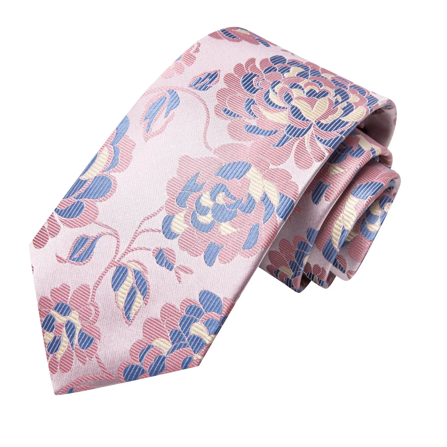 Pink Blue Floral Men's Necktie Hanky Cufflinks Set sold by Ties2You product image thumbnail 4
