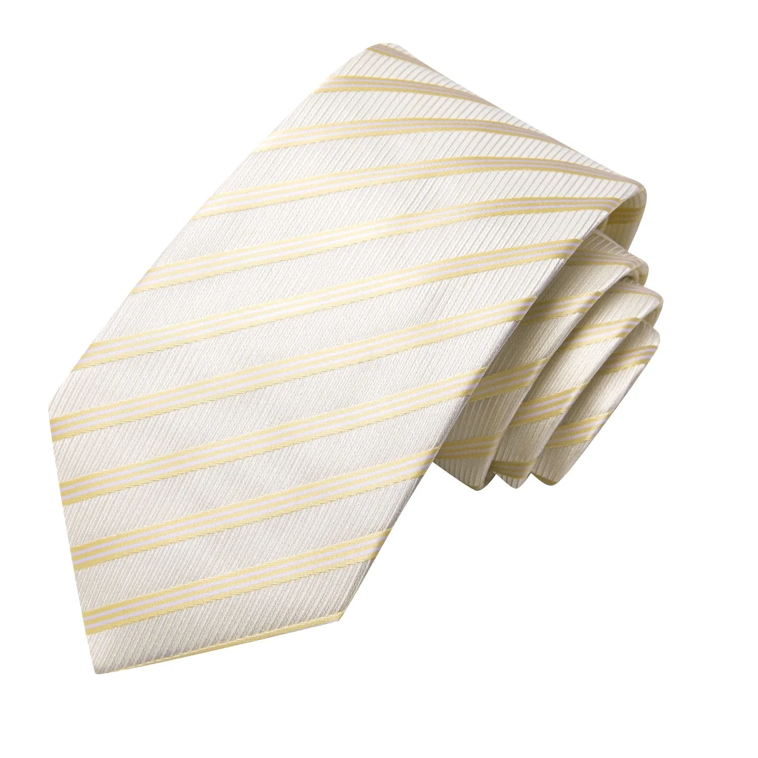 LightGoldenrodYellow Striped Men's Necktie Hanky Cufflinks Set sold by Ties2You product image thumbnail 4
