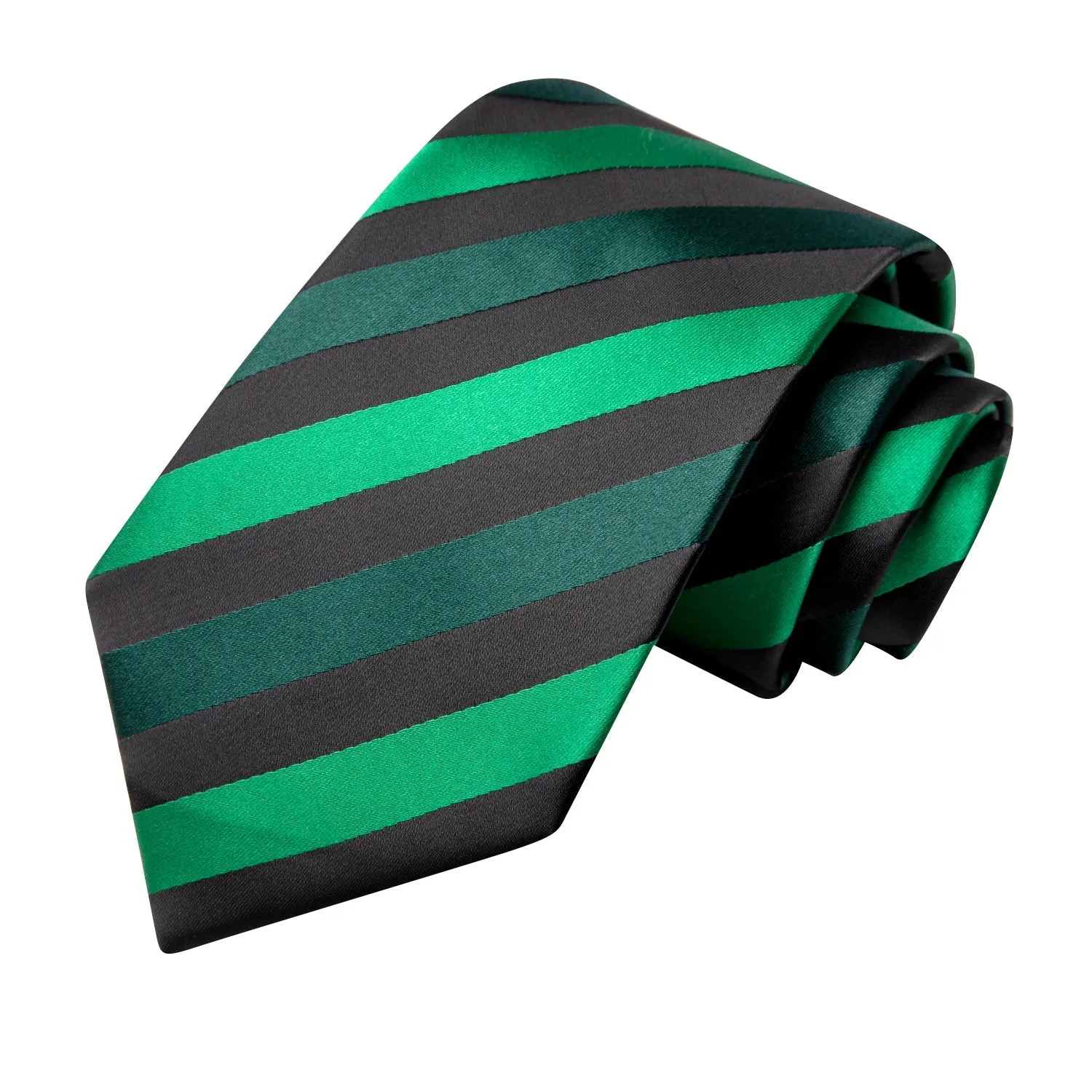 Black Green Striped Men's Necktie Hanky Cufflinks Set sold by Ties2You product image thumbnail 4