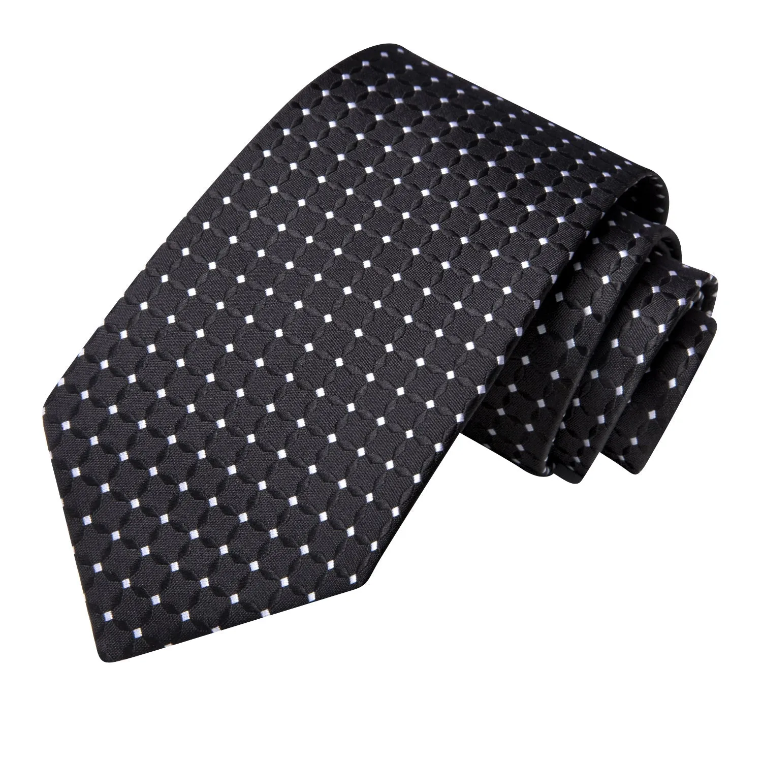 Black White Polka Dots Men's Necktie Hanky Cufflinks Set sold by Ties2You product image thumbnail 4