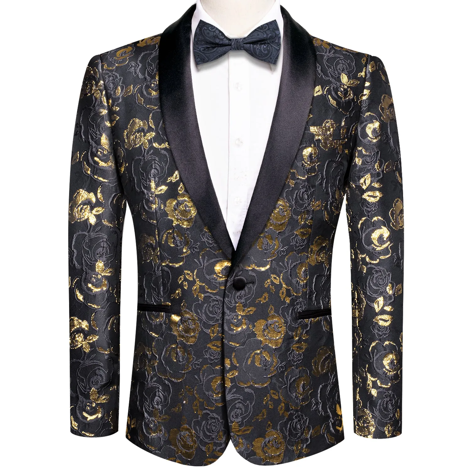 Luxury Black Golden Rose Floral Men's Suit Set sold by Ties2You product image thumbnail 2