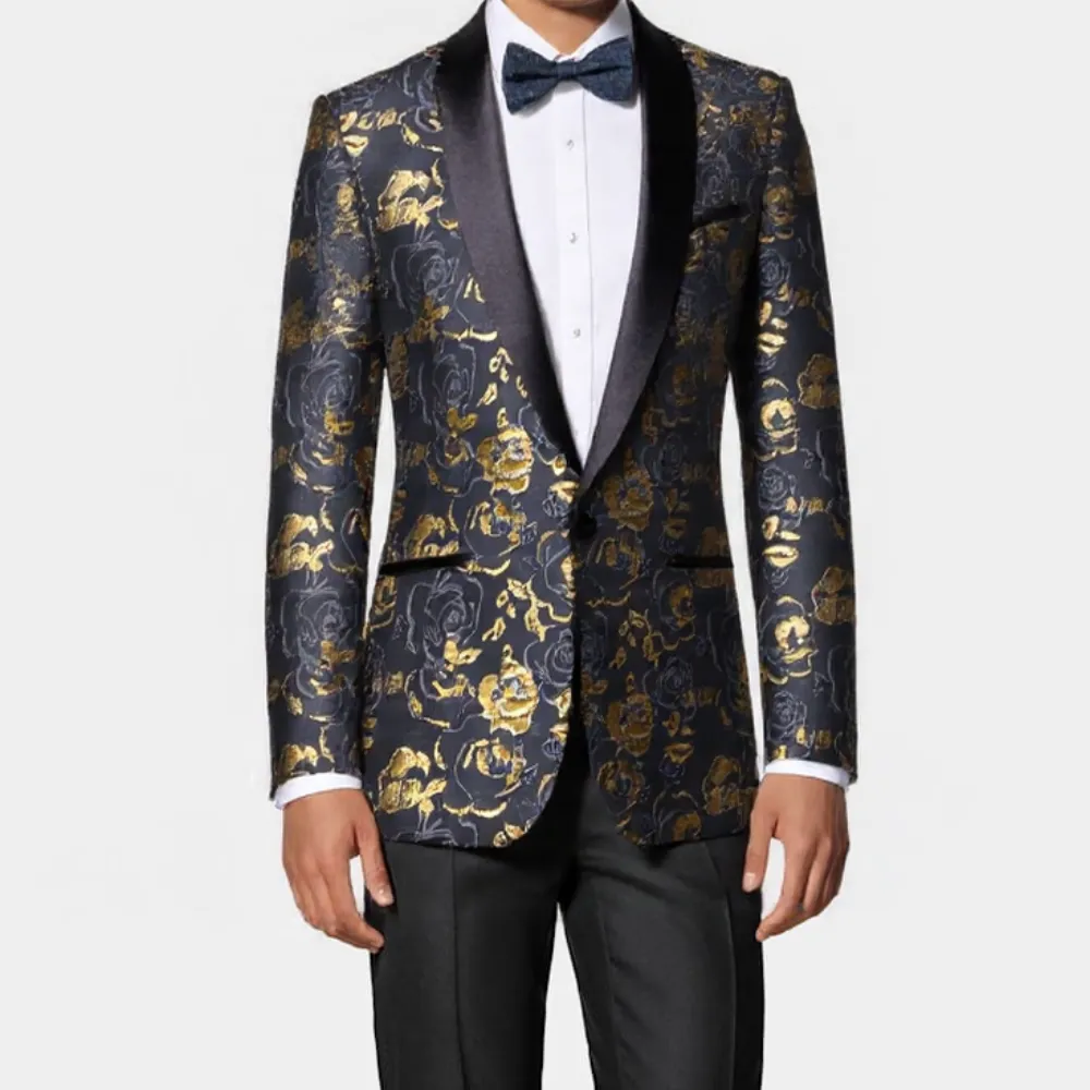 Luxury Black Golden Rose Floral Men's Suit Set sold by Ties2You