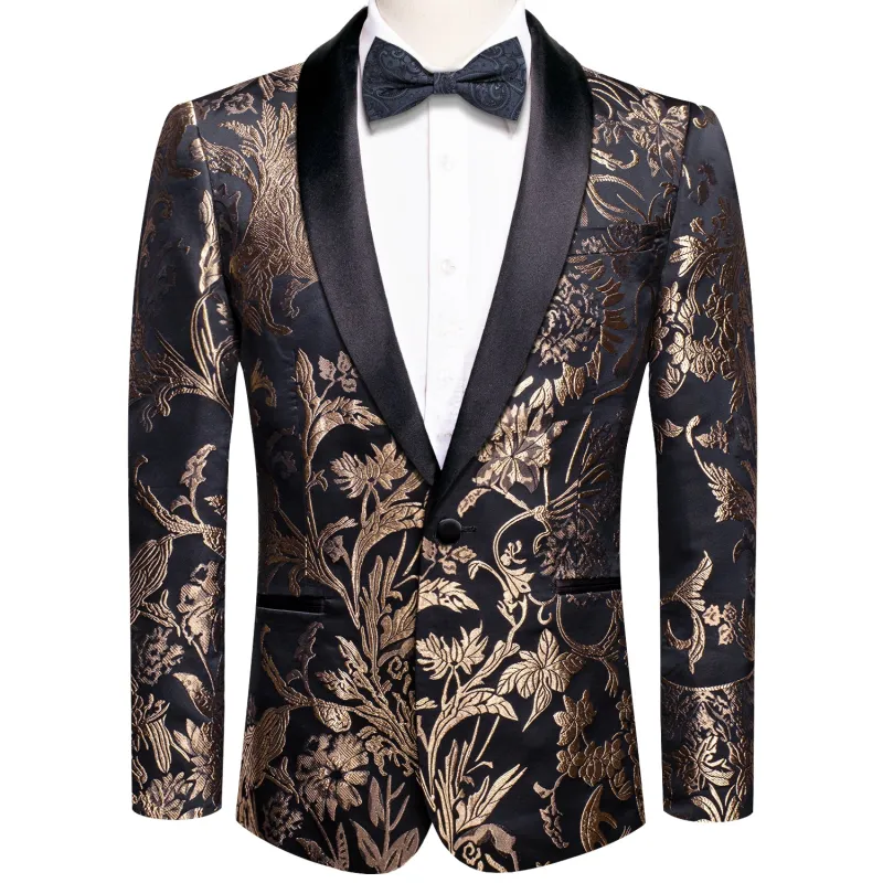 Luxury Black Golden Floral Men's Suit Set sold by Ties2You
