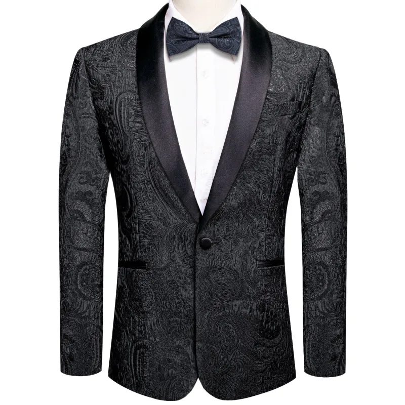 Luxury Black Paisley Men's Suit Set sold by Ties2You