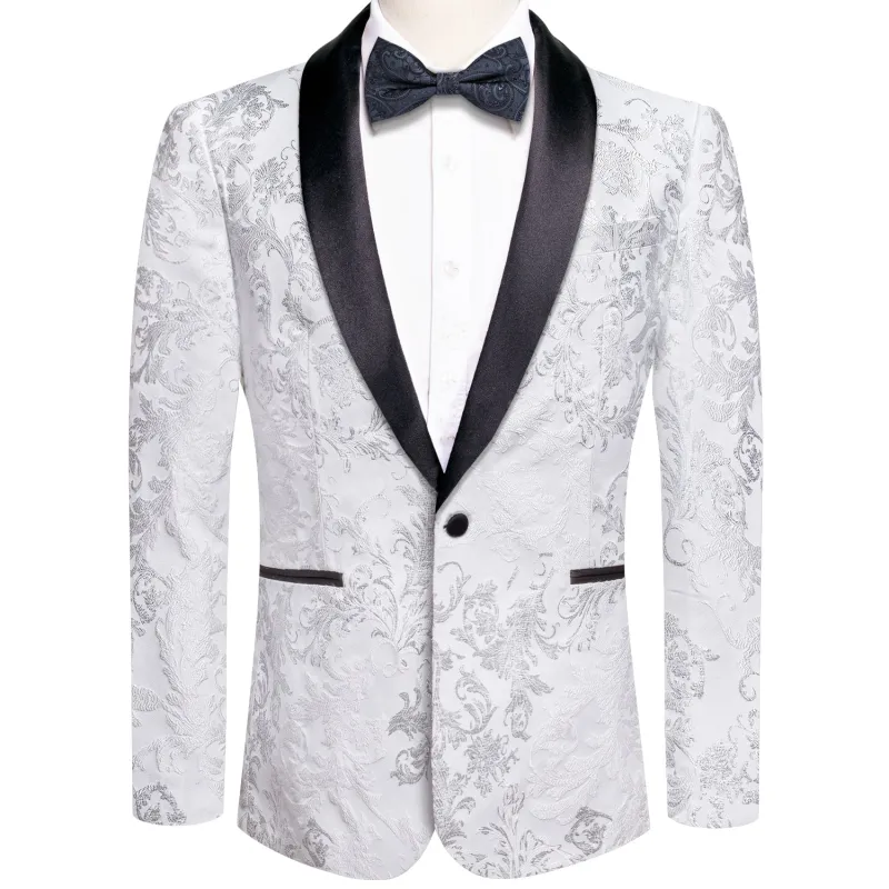 Luxury Sliver White Floral Men's Suit Set sold by Ties2You