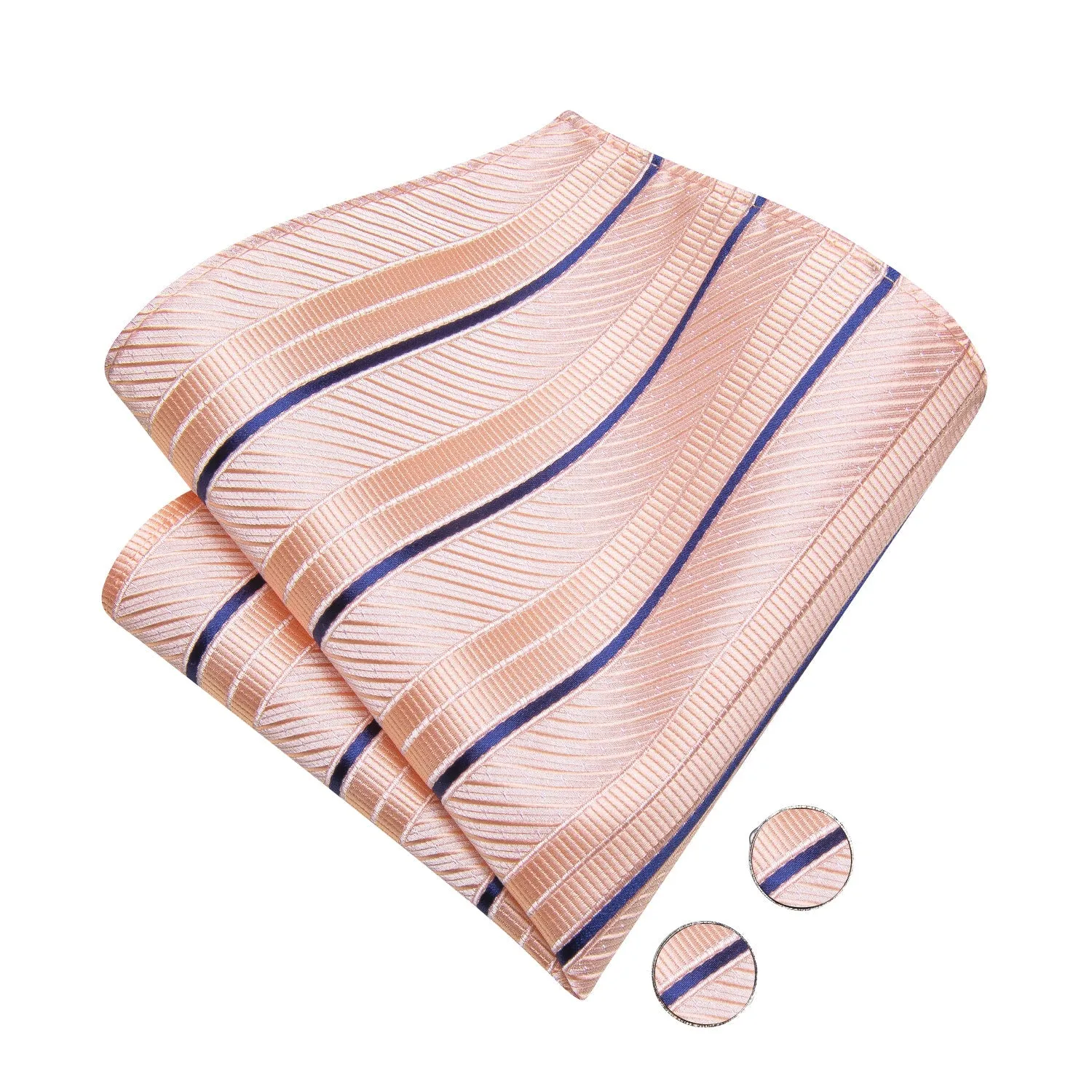 Pink Blue Striped Men's Pre-tied Bowtie Pocket Square Cufflinks Set sold by Ties2You product image thumbnail 2