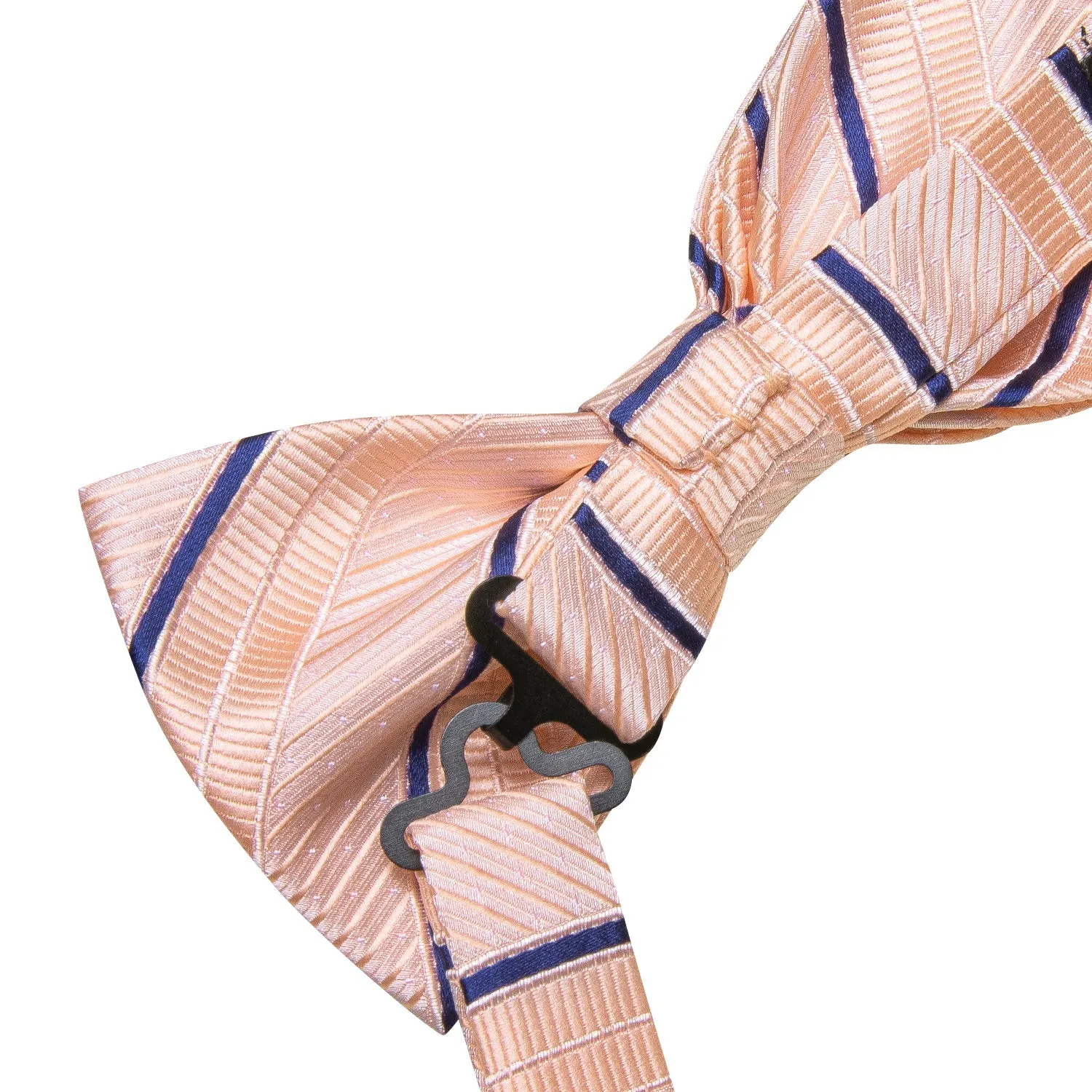 Pink Blue Striped Men's Pre-tied Bowtie Pocket Square Cufflinks Set sold by Ties2You product image thumbnail 4