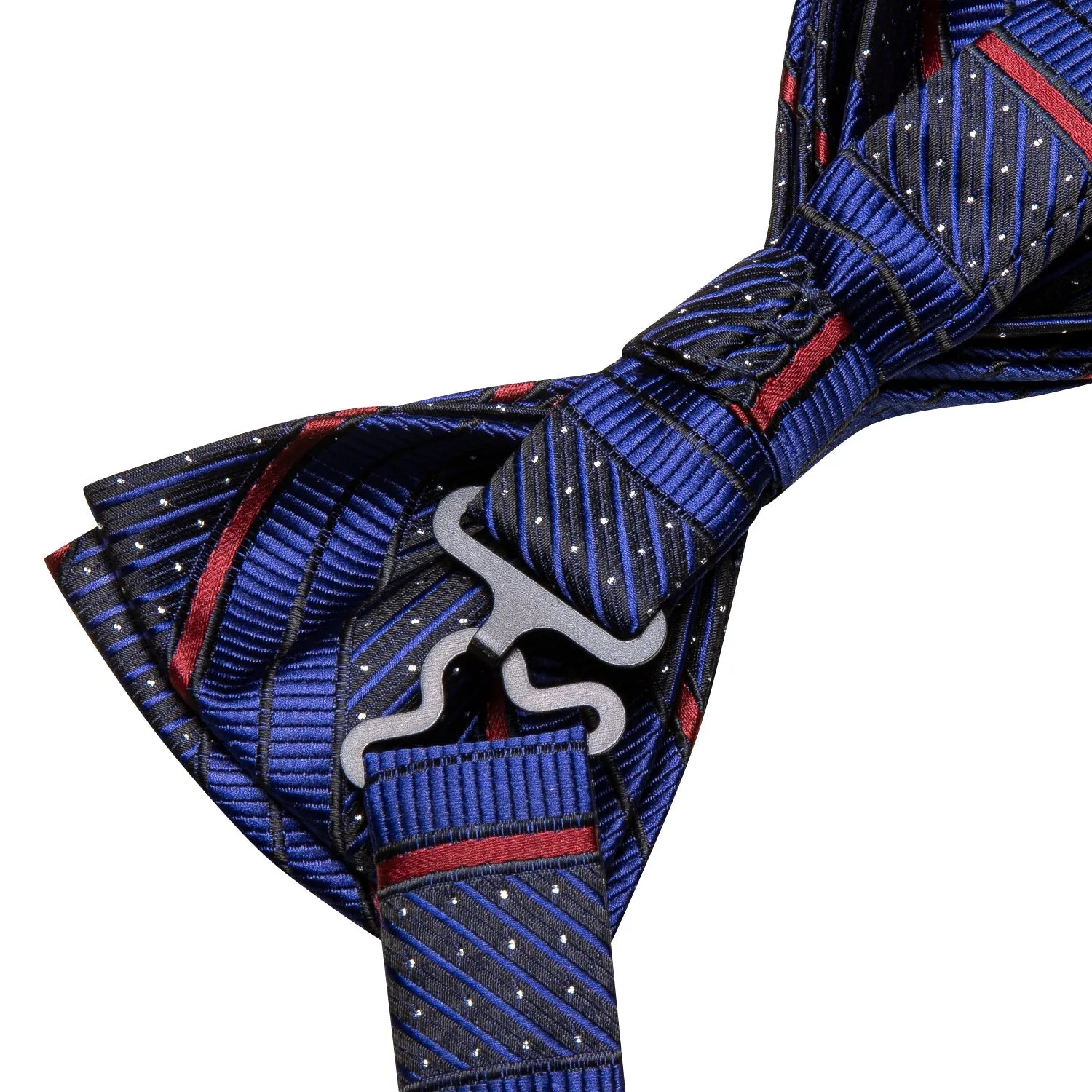 Blue Red Striped Men's Pre-tied Bowtie Pocket Square Cufflinks Set sold by Ties2You product image thumbnail 4