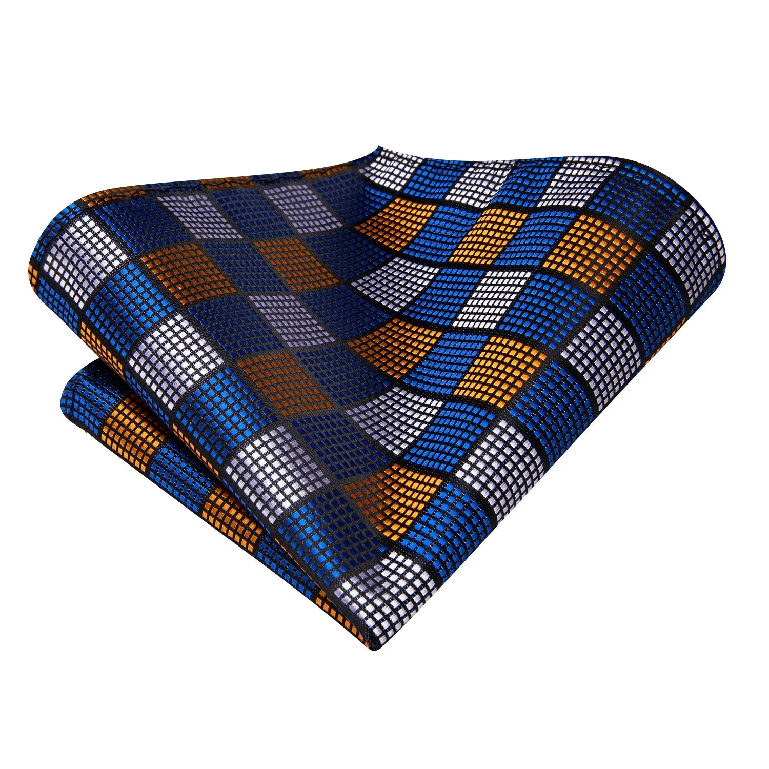 Blue Grey Plaid Men's Necktie Hanky Cufflinks Set sold by Ties2You product image thumbnail 5