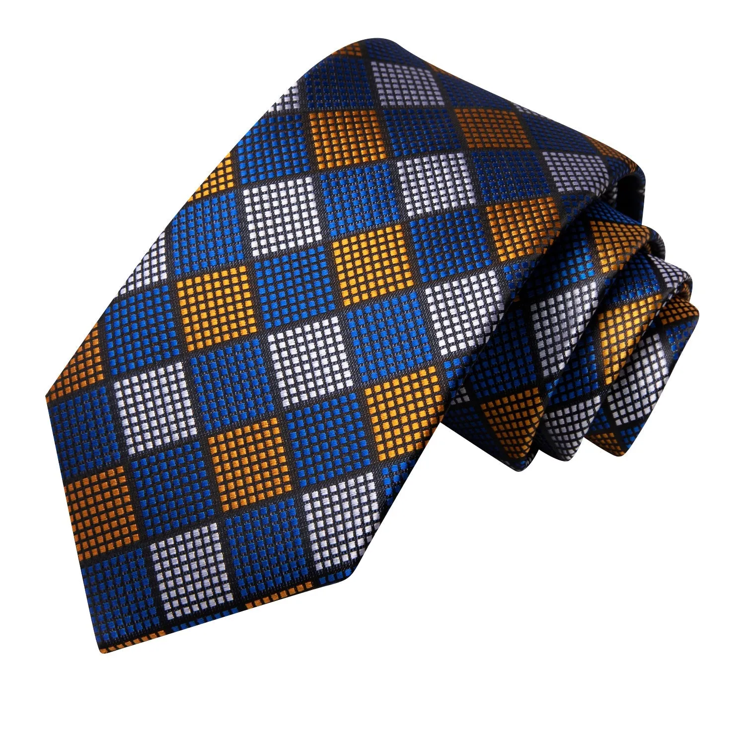 Blue Grey Plaid Men's Necktie Hanky Cufflinks Set sold by Ties2You product image thumbnail 4