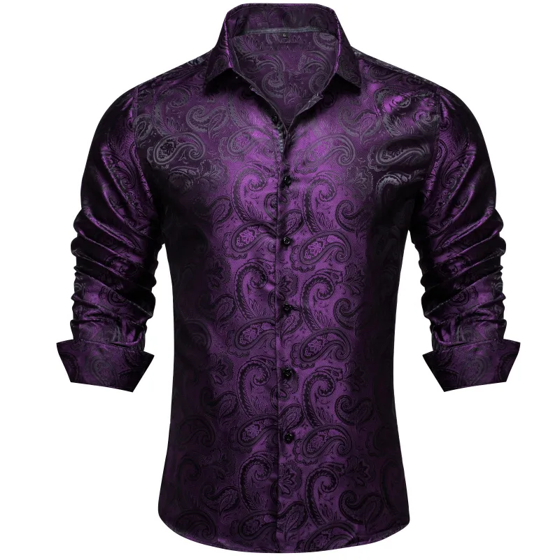 Ties2you Mens Purple Dress Shirt Floral Silm Fit Long Sleeve Button Down Shirt sold by Ties 2 You