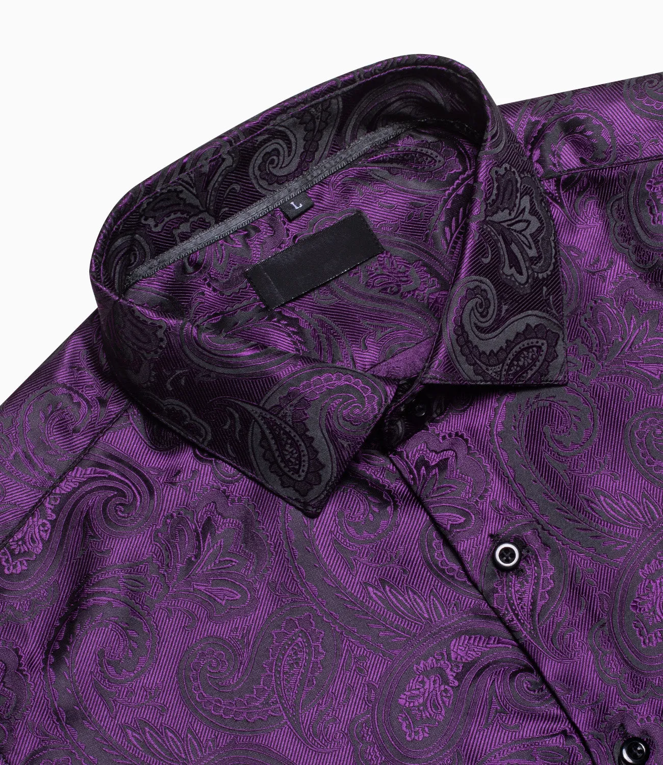 Ties2you Mens Purple Dress Shirt Floral Silm Fit Long Sleeve Button Down Shirt sold by Ties2You product image thumbnail 3