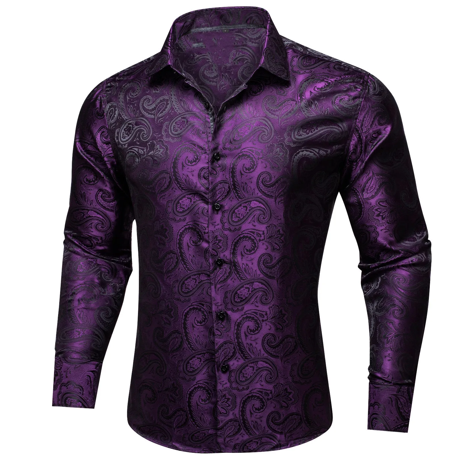 Ties2you Mens Purple Dress Shirt Floral Silm Fit Long Sleeve Button Down Shirt sold by Ties2You product image thumbnail 2