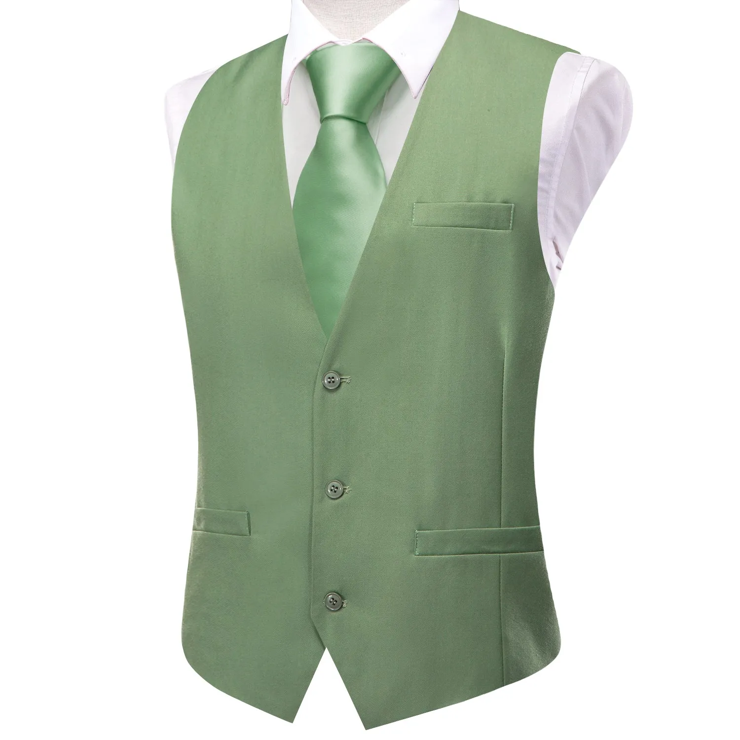 Ties2you Sage Green Vest Mens Solid Splicing Jacquard Waistcoat sold by Ties2You product image thumbnail 2
