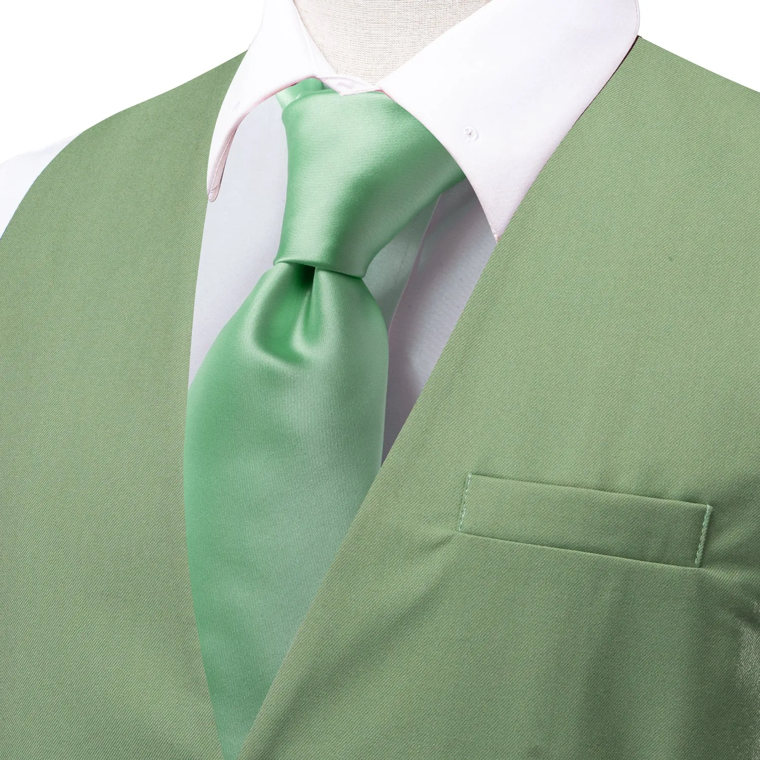 Ties2you Sage Green Vest Mens Solid Splicing Jacquard Waistcoat sold by Ties2You product image thumbnail 3