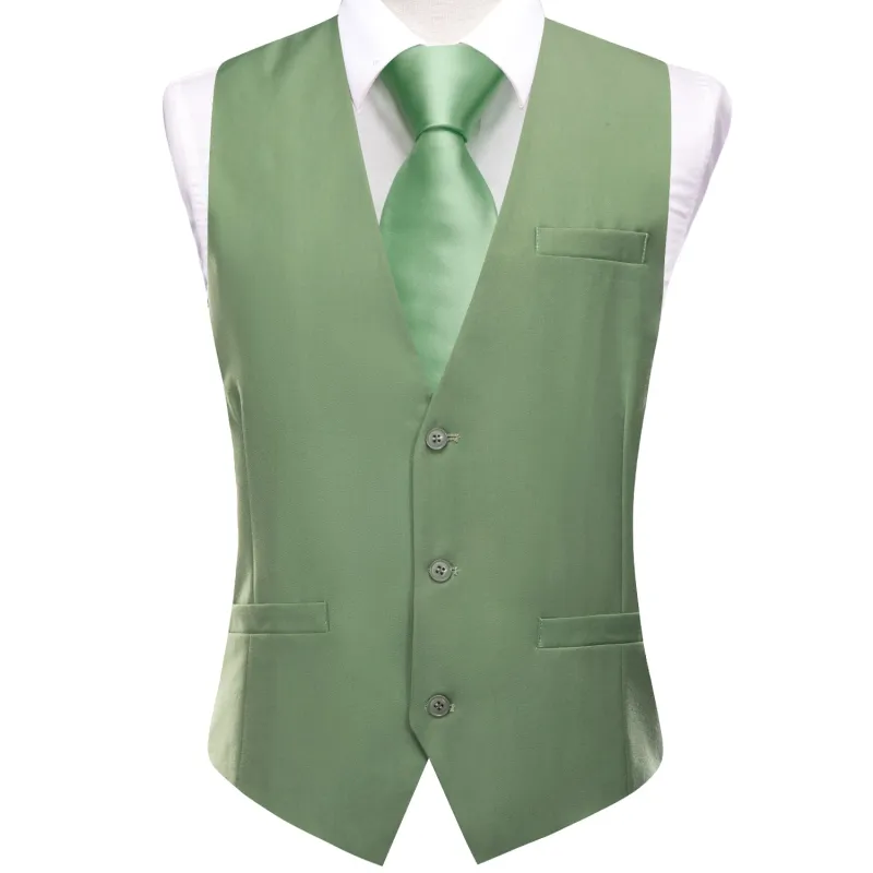 Ties2you Sage Green Vest Mens Solid Splicing Jacquard Waistcoat sold by Ties2You