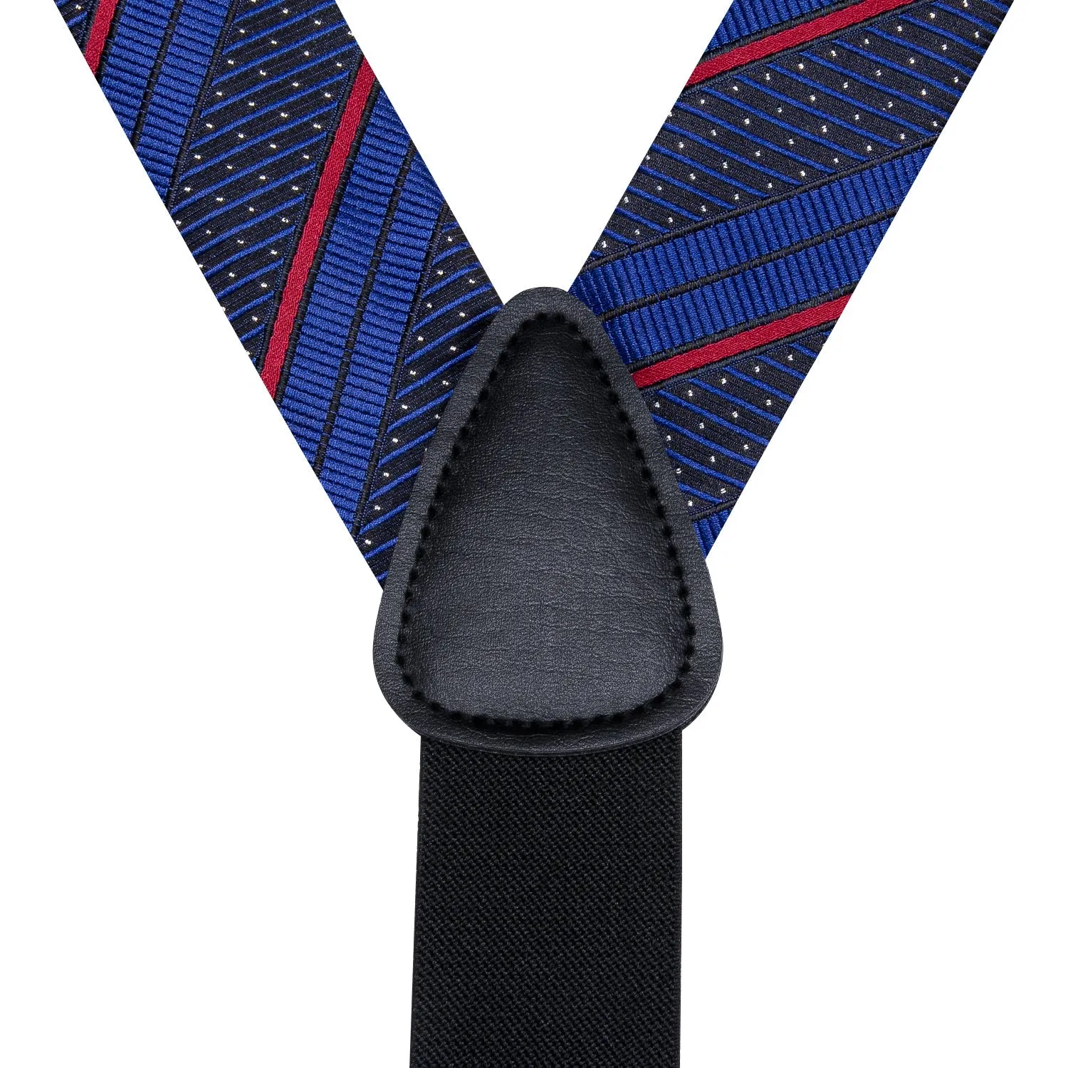 Blue Black Red Striped Y Back Brace Clip-on Men's Suspender with Bow Tie Set sold by Ties2You product image thumbnail 4